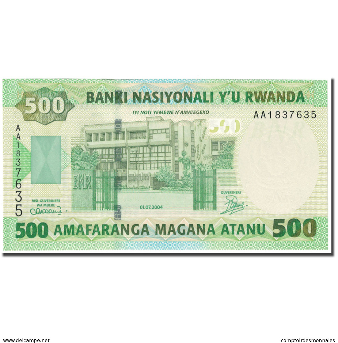 Billet, Rwanda, 500 Francs, 2004, 2004-07-01, KM:30a, NEUF - Ruanda