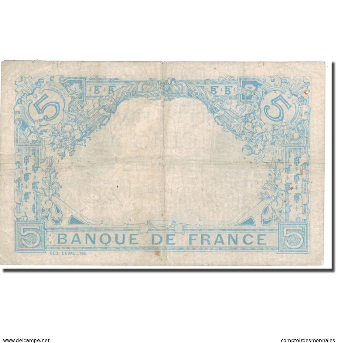 France, 5 Francs, Bleu, 1916, 1916-01-14, TB, Fayette:2.35, KM:70 - 5 F 1912-1917 ''Bleu''