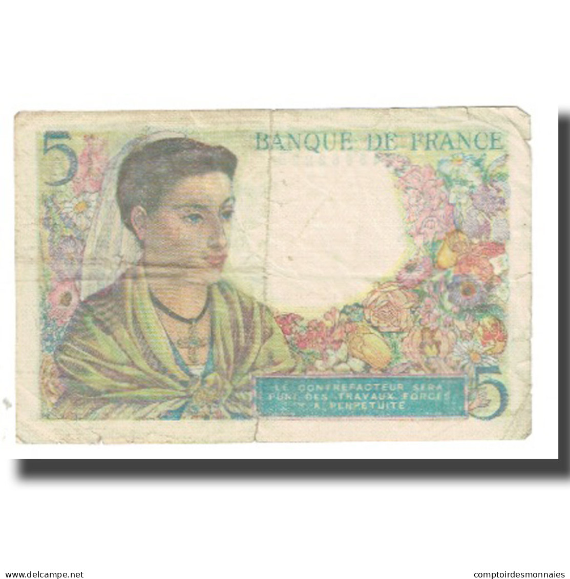 France, 5 Francs, Berger, 1943, P. Rousseau And R. Favre-Gilly, 1943-12-23, TB - 5 F 1943-1947 ''Berger''
