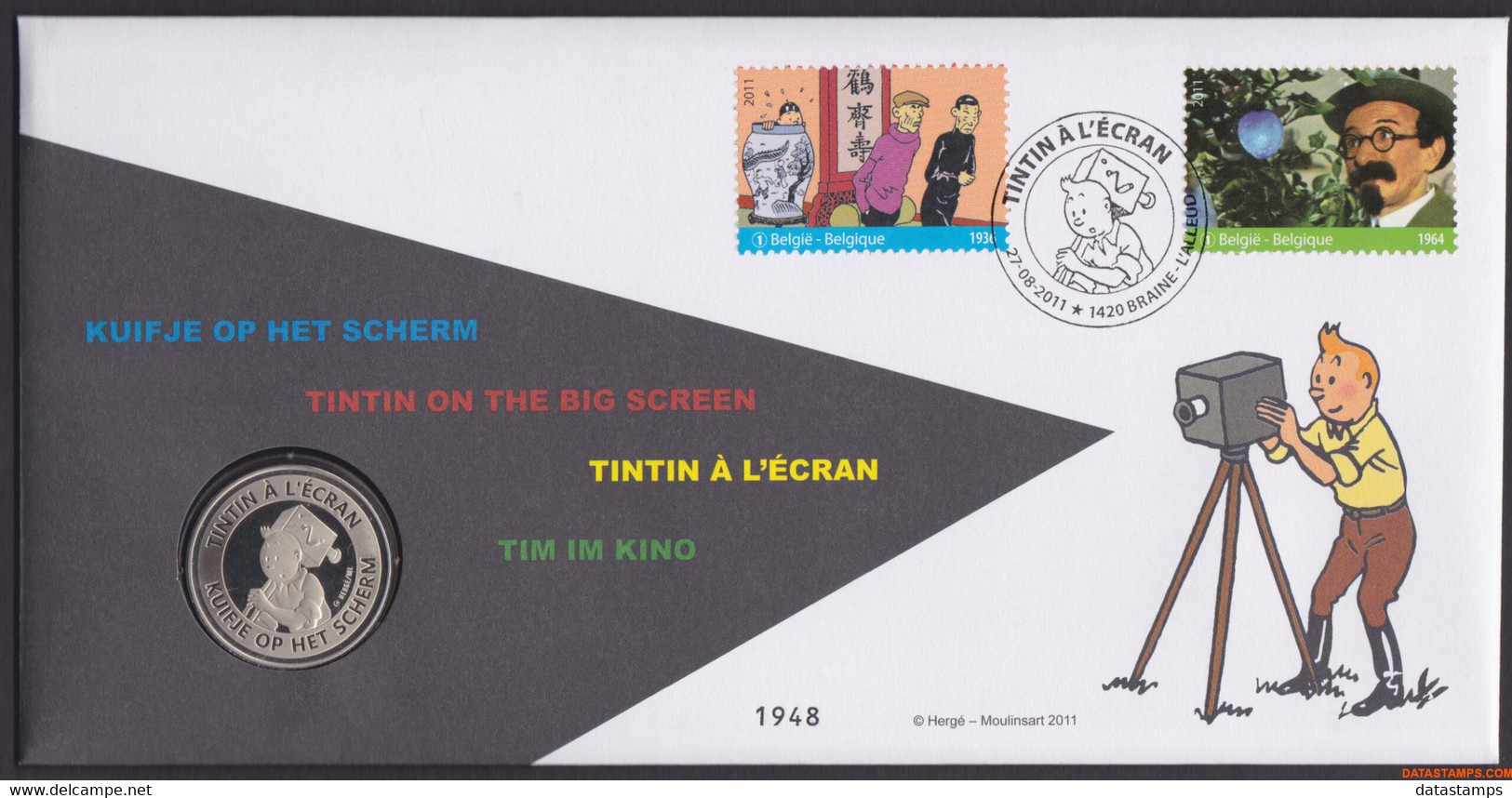 België 2011 - Mi:4211/4220, Yv:4146/4155, OBP:4165/4174, Nummisletter - O - Tintin On The Screen - Numisletters