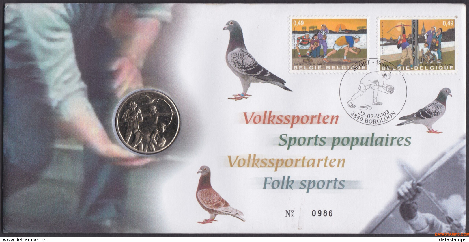 België 2003 - Mi:3206/3207, Yv:3150/3151, OBP:3157/3158, Nummisletter - O - Folk Sports - Numisletters