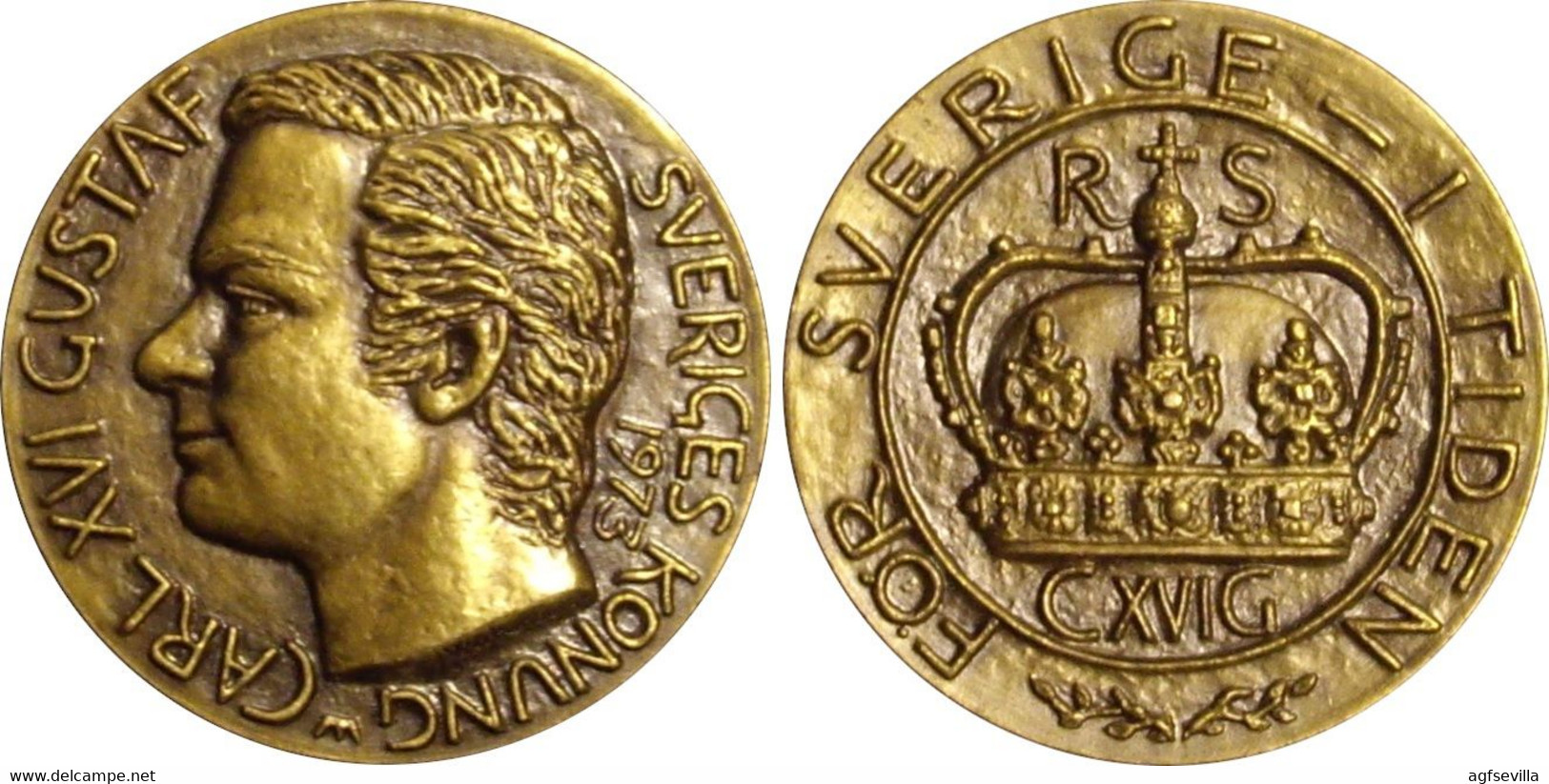 SUECIA. MEDALLA CORONACIÓN REY CARLOS GUSTAVO XVI. 1.973. BRONCE - Royal / Of Nobility
