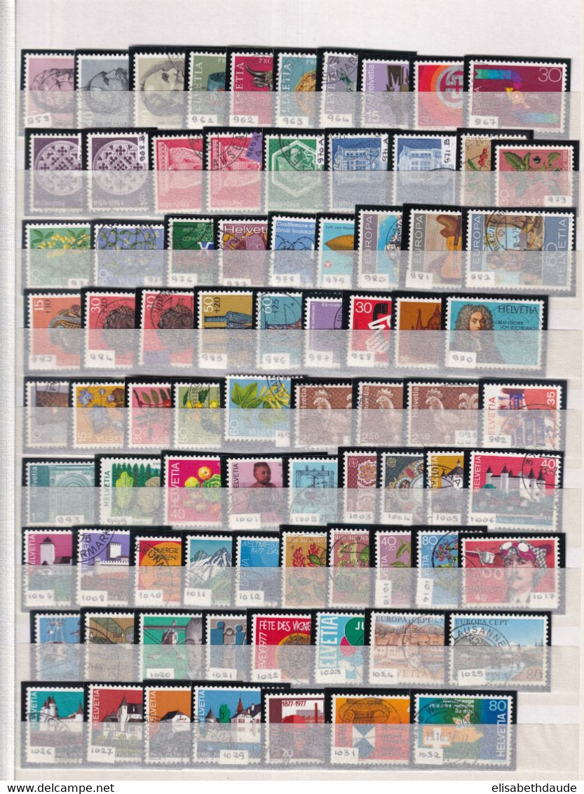 SUISSE -1972/1999 - PRIX DISCOUNT ! COLLECTION TRES FOURNIE OBLITEREE NOMBREUSES VARIETES ! YVERT N°895/1636 -12 PAGES ! - Collections