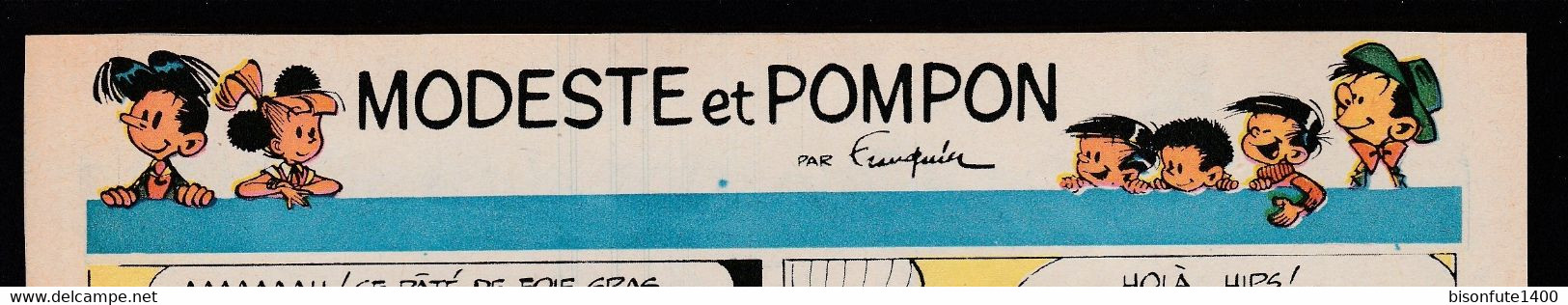 Bandeau Titre De Modeste Et Pompon Datant De 1959 Et Inédit Dans Les Bandes Dessinées En Album. - Modeste Et Pompon