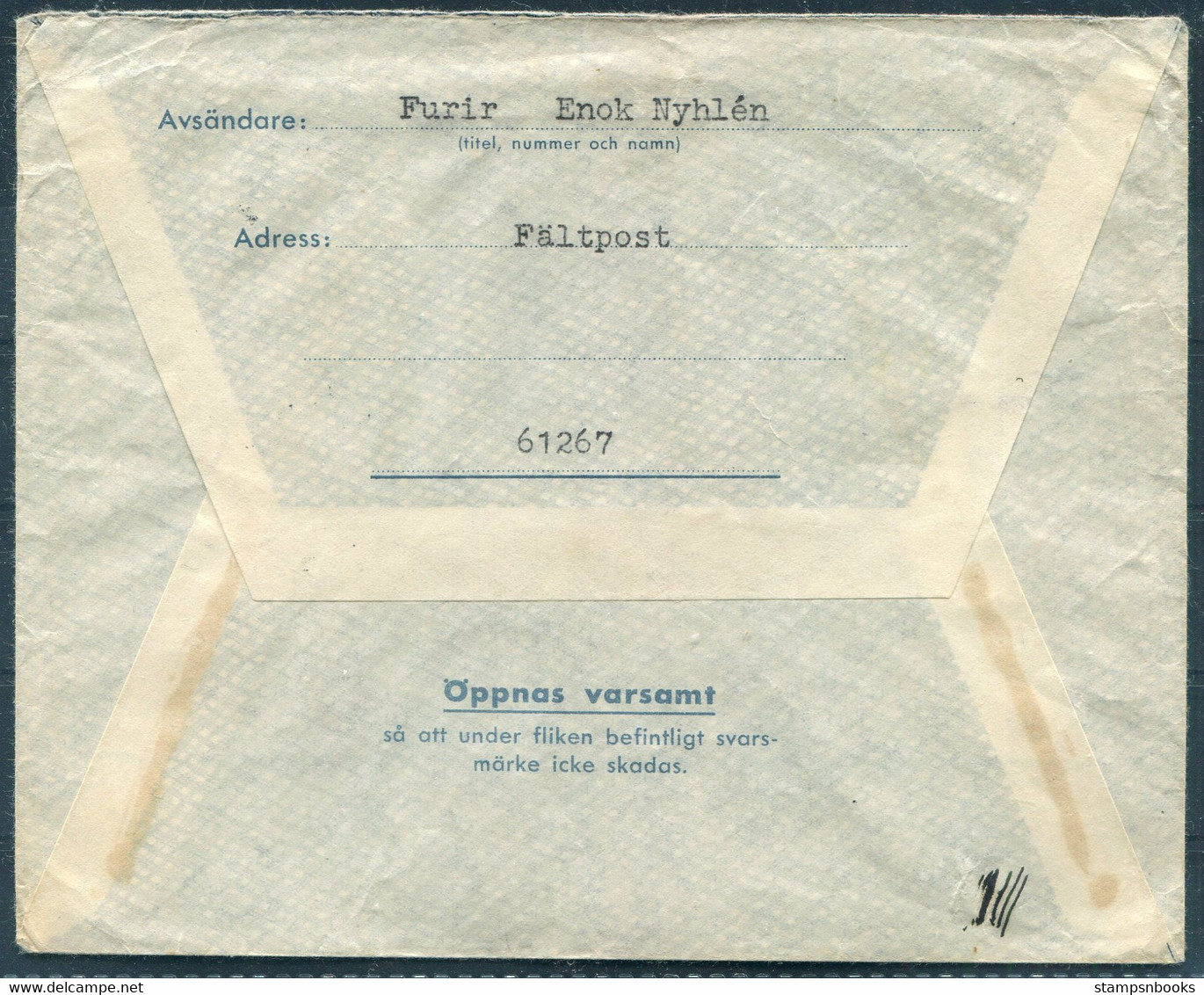 1943 Sweden Militarbrev PKP 51 Railway TPO Faltpost - Goteborg - Militärmarken