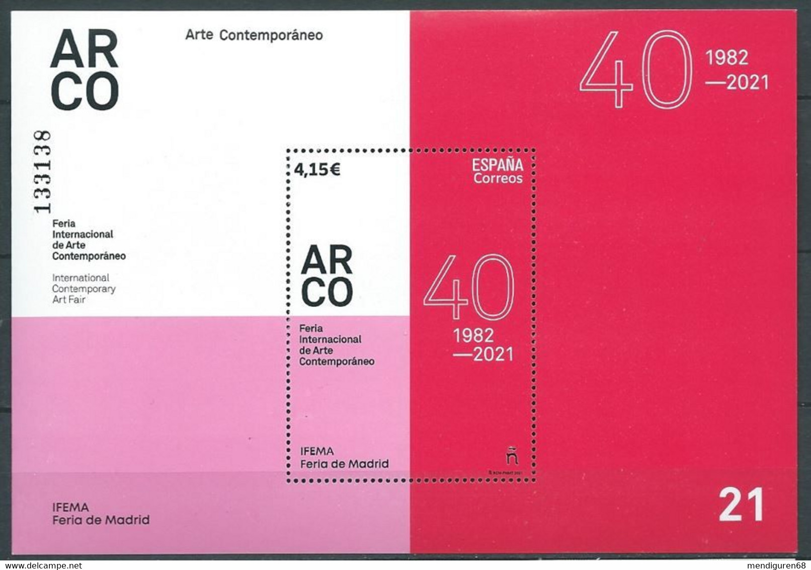 ESPAGNE SPANIEN SPAIN ESPAÑA 2021 ARCO INTERNATIONAL CONTEMPORARY ART FAIR. MADRID MNH ED HB-5503 MI B5552 YT F5258 SC S - Unused Stamps