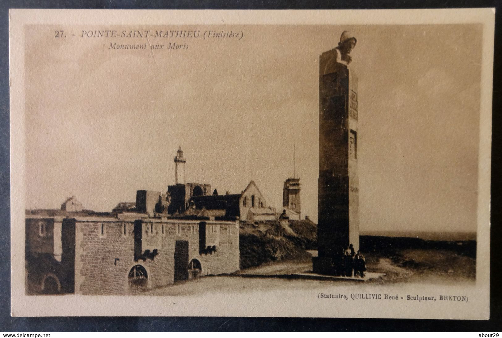 CPA 29 POINTE SAINT MATHIEU - PLOUGONVELIN - Monument Aux Morts - Quillivic Sculpteur  - Ed. Artaud 27 - Réf. T 127 - Plougonvelin