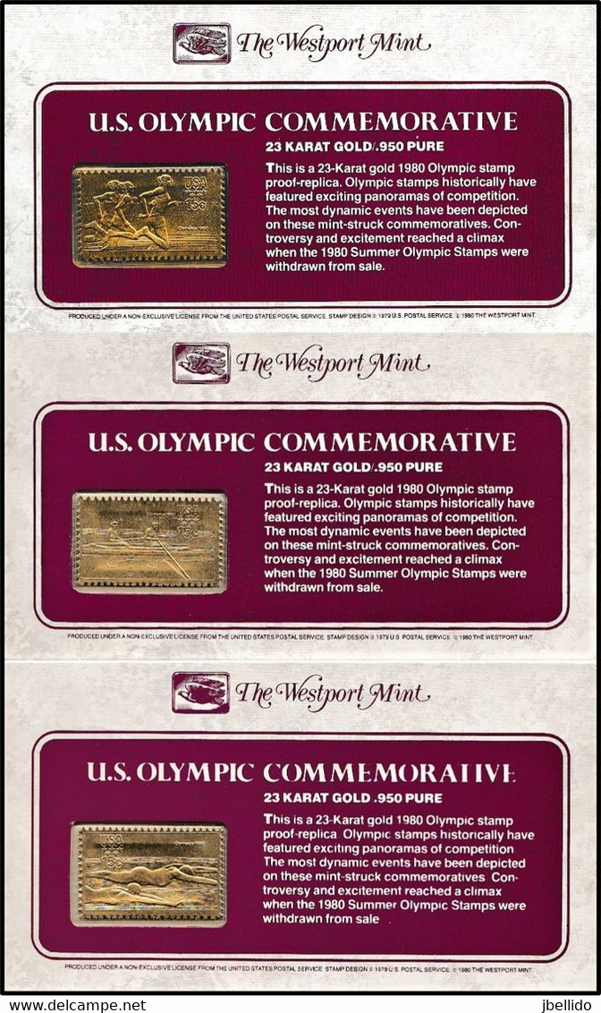 1980 USA OLIMPIC STAMP 23  KARAT GOLD, Proof Replica, Olimpicos Usa Replica Prueba En Oro 23 Q, OLIMPIADA, OLYMPIAD - Sonstige & Ohne Zuordnung