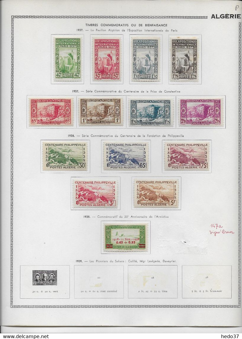 Algérie - Collection Vendue Page Par Page - Neuf * Avec Charnière - TB - Collezioni & Lotti