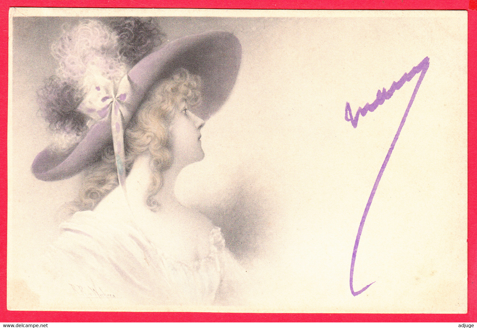 CPA-Art Nouveau - Viennoise - WICHERA N° 112-Femme élégante - Chapeau Mauve Pale Belle Colorisation*SUP 2 SCANS - Wichera