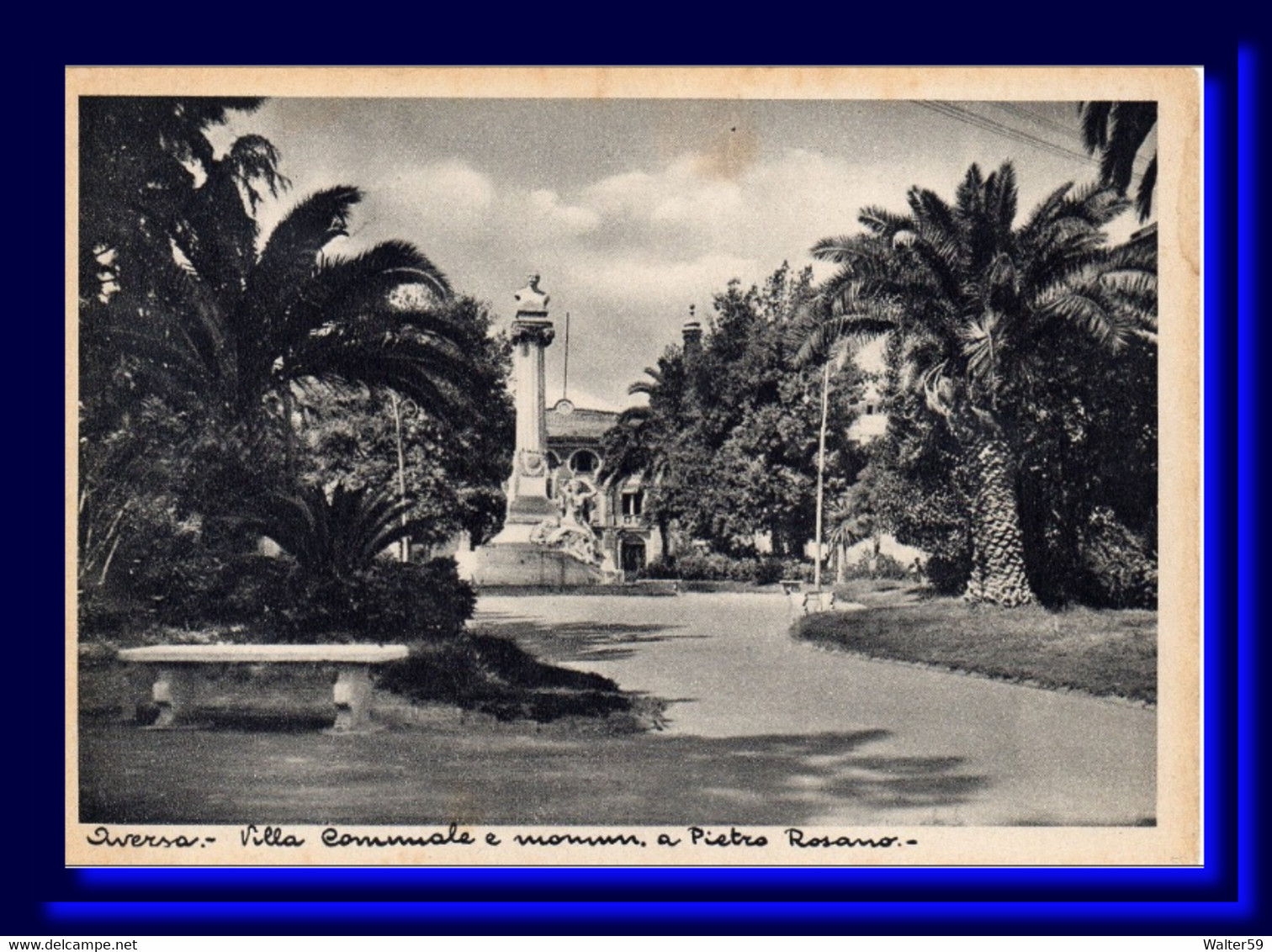 1940 C. Italia Cartolina AVERSA Villa Comunale E Monumento A Pietro Rosano Nuova - Aversa