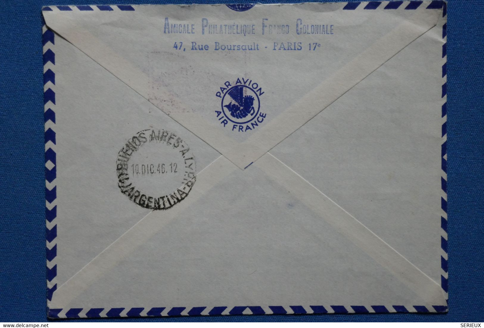 W4 FRANCE BELLE LETTRE 1946  PAR AVION PARIS BUENOS AIRES  ARGENTINA+ AFFRANCH. INTERESSANT - 1927-1959 Cartas & Documentos