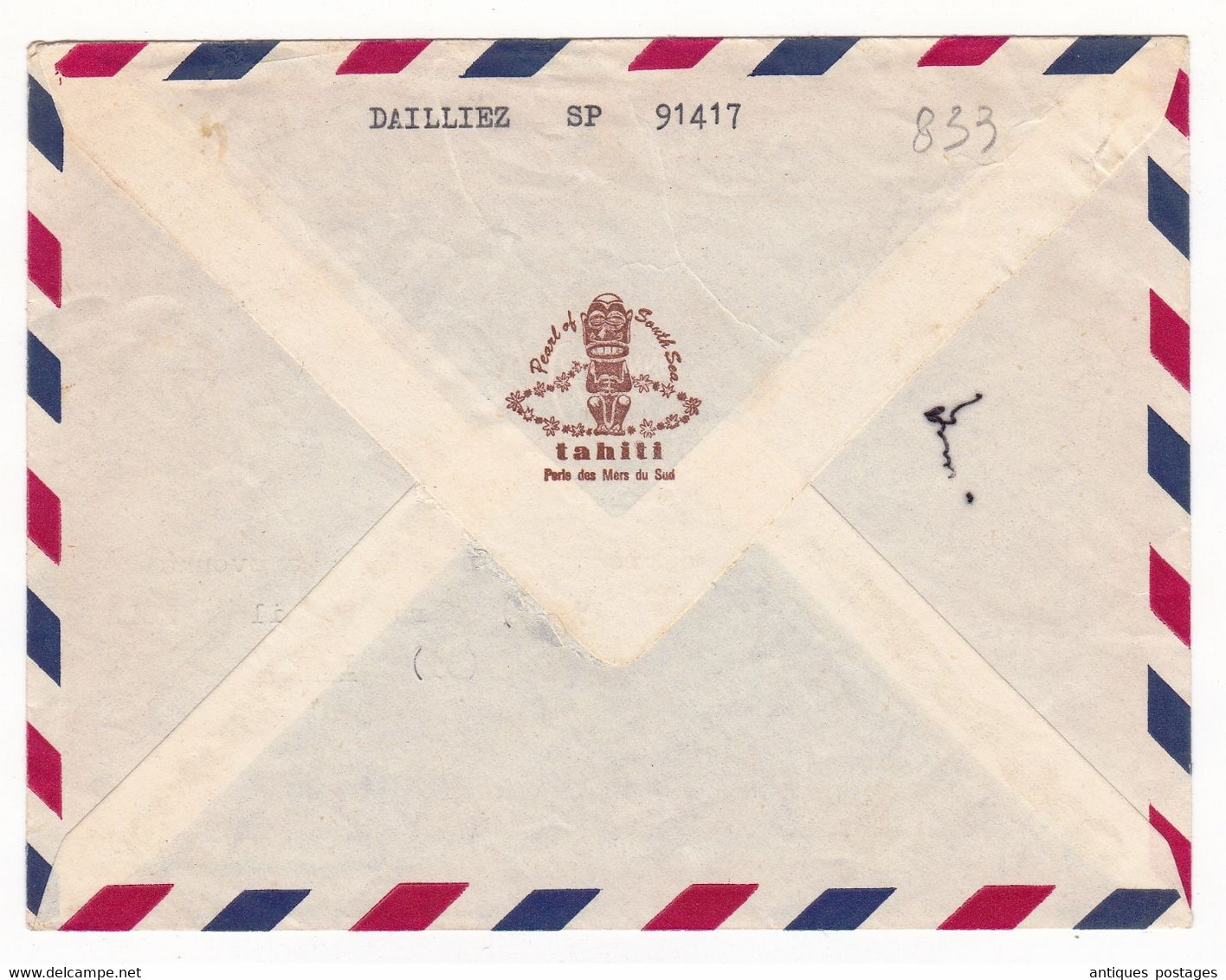 Lettre 1970 Tahiti Secteur Postal Militaire 91417 Perle Du Pacifique Poste Aux Armées Iwuy Nord - Briefe U. Dokumente
