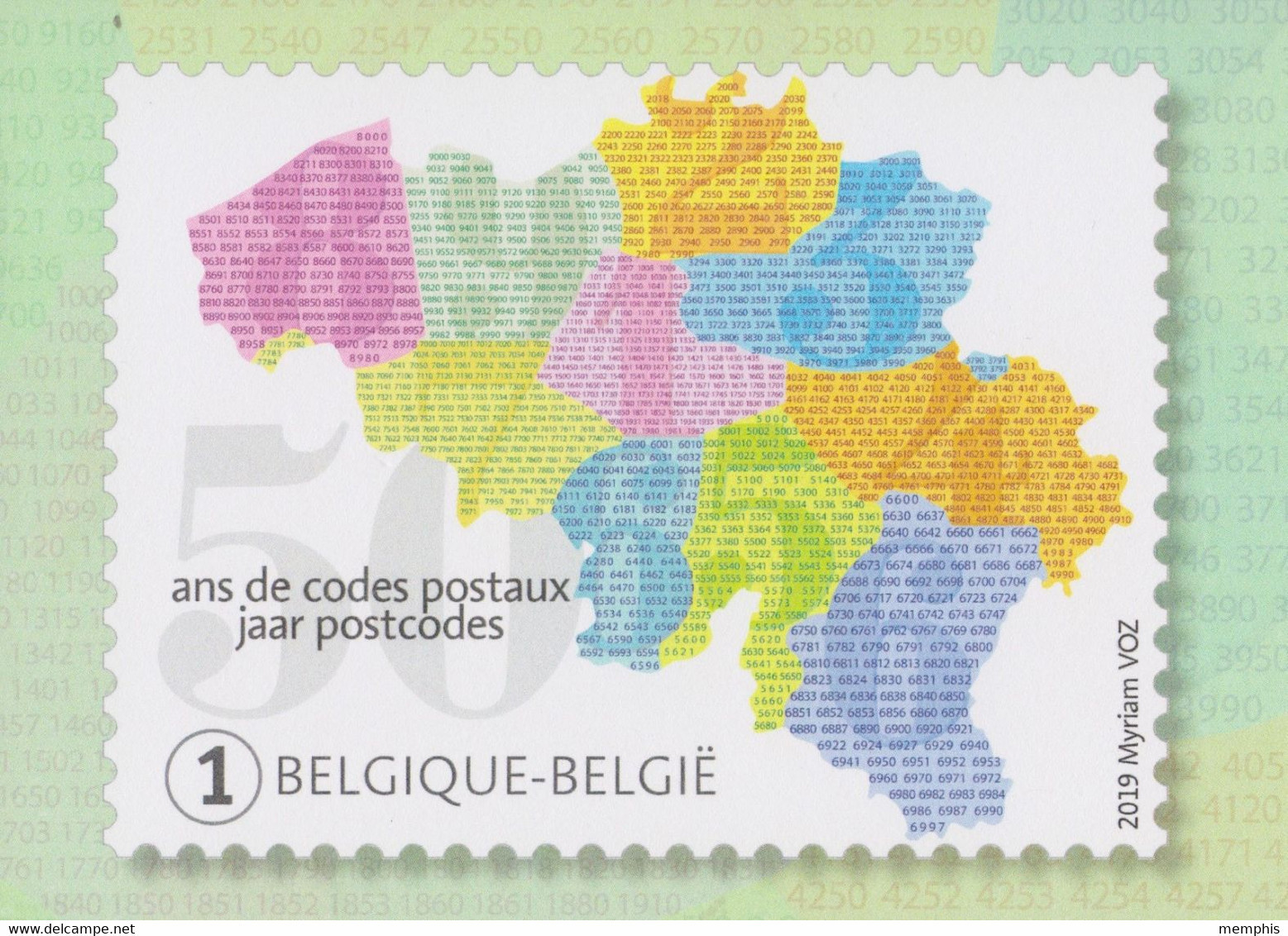 Maximumkaart "50 Jaar Postcodes"  (bpost) - 2011-..