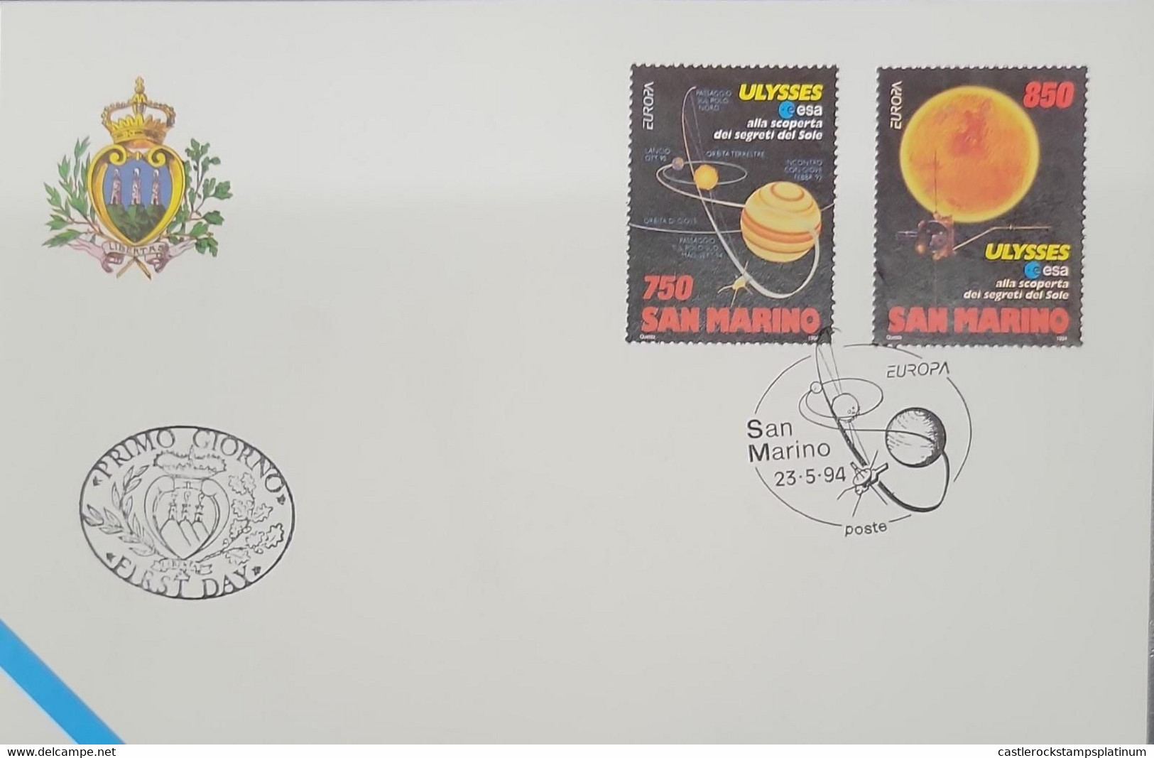 A) 1994, SAN MARINO, EUROPEAN EMISSION, GREAT INVESTMENTS AND DISCOVERIES, ULICES Y SOL SOUND, FDC, XF - Lettres & Documents