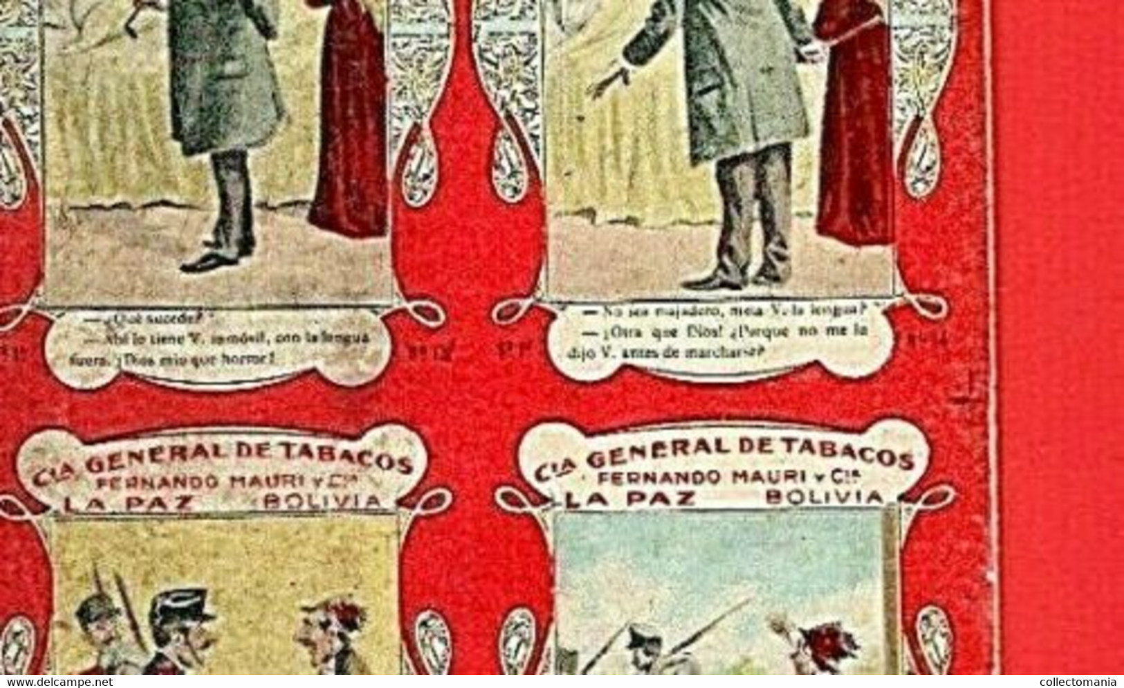 1880 Printed Litho Card, TABACOS LA PAZ Bolivia 9,2cmX20,2cm Cigarillos CAPRICHOS FERNANDO MAURI Cigarette Cards Proof - Colecciones Y Lotes
