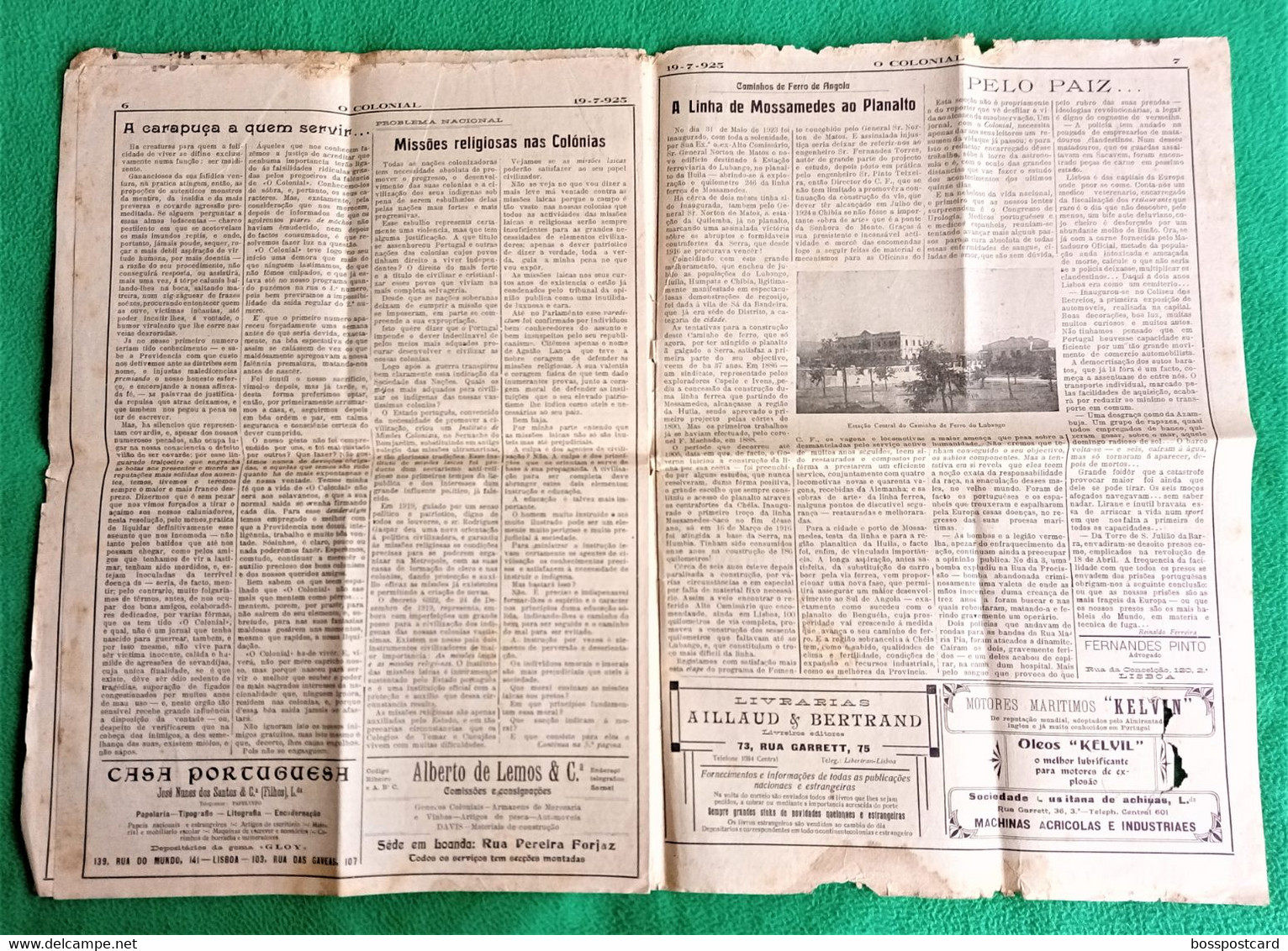 Lisboa - Jornal O Colonial Nº 2 De 19 De Julho De 1925 - Imprensa - Angola - Moçambique - Portugal - Informations Générales