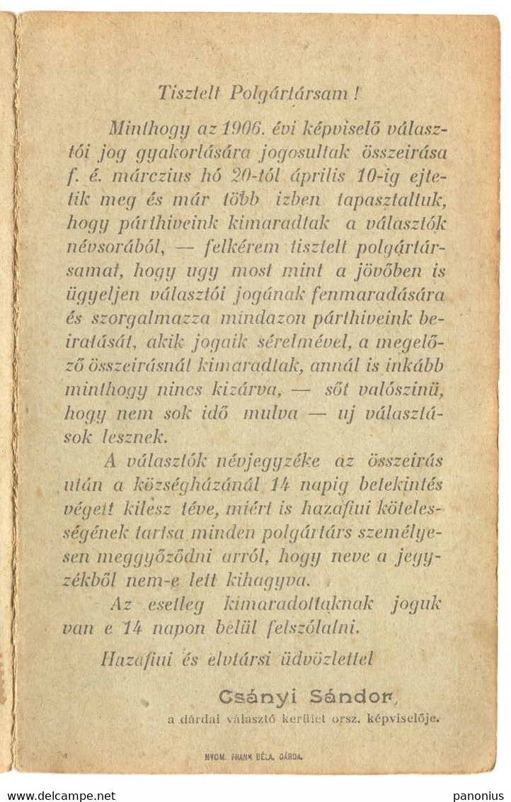 Darda Baranya ( Croatia ) Politics Elections Stationery To Fold, Traveled To Lasko Lug, Year 1905. - Baranya