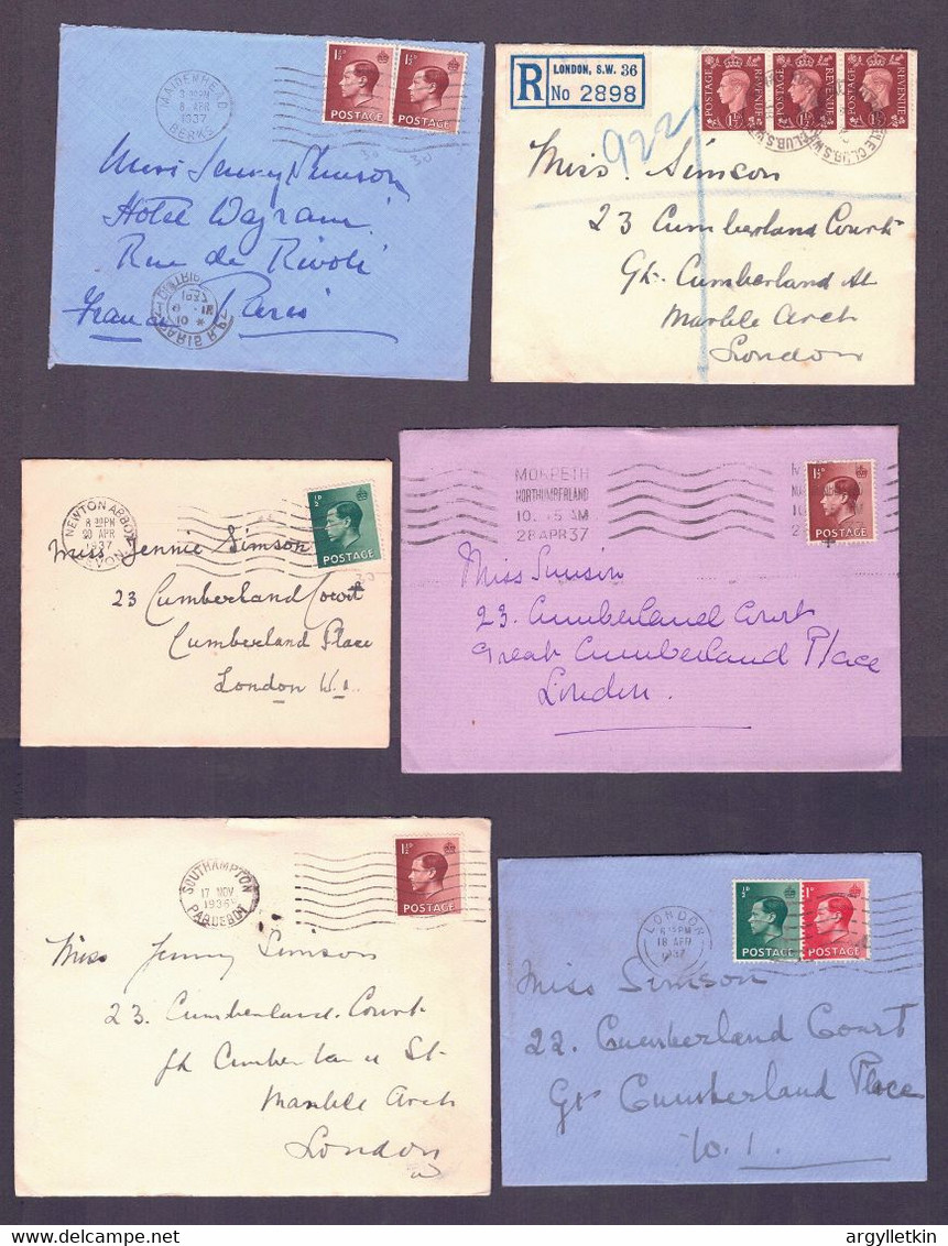 GB 1936/37 KING EDWARD 8th COVERS - Brieven En Documenten