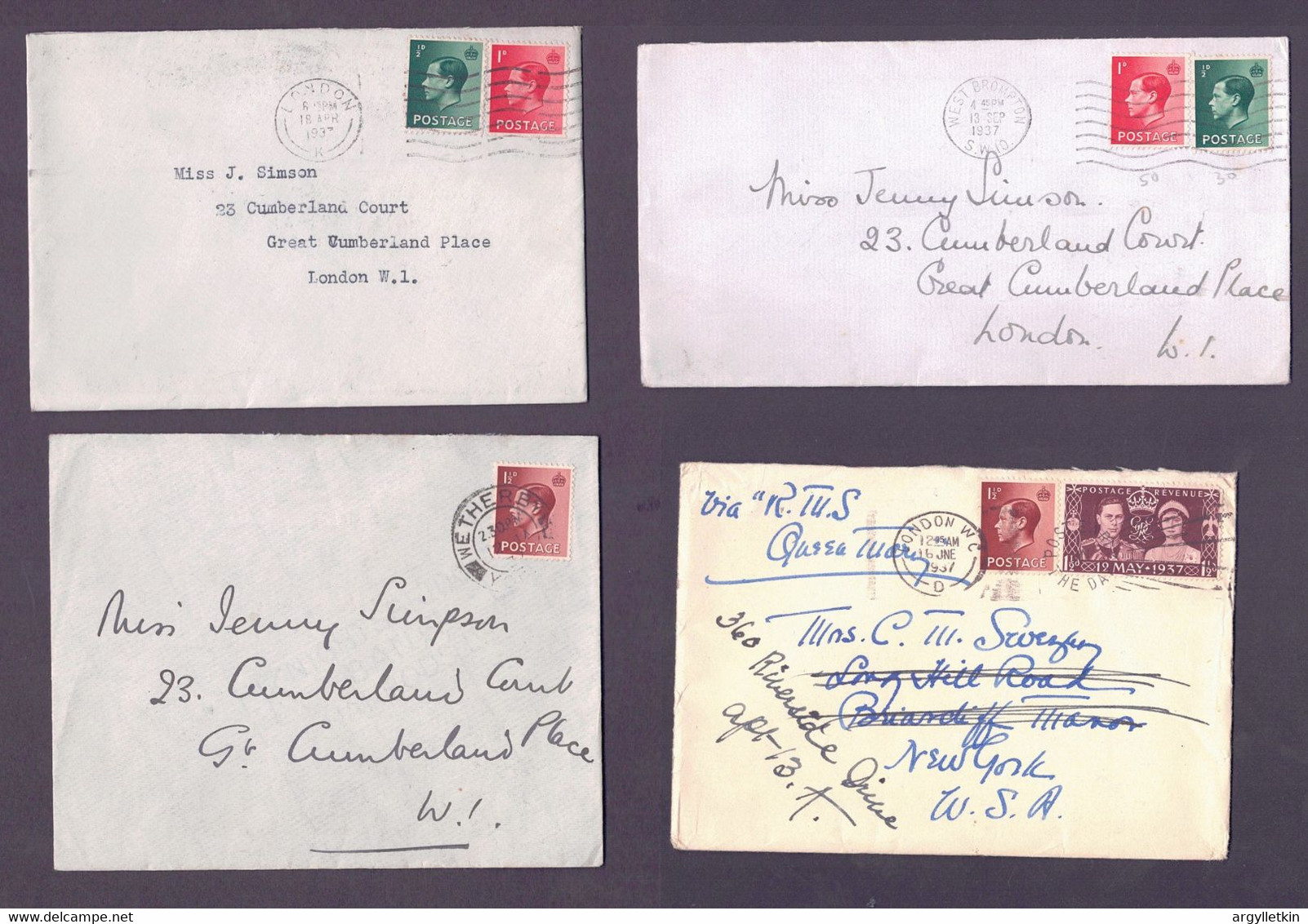 GB 1936/37 KING EDWARD 8th COVERS - Brieven En Documenten