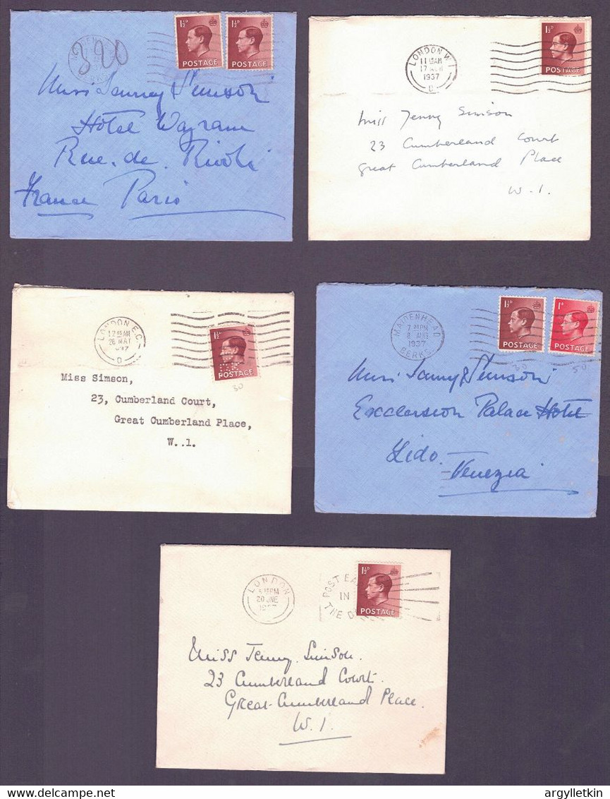 GB 1936/37 KING EDWARD 8th COVERS - Brieven En Documenten