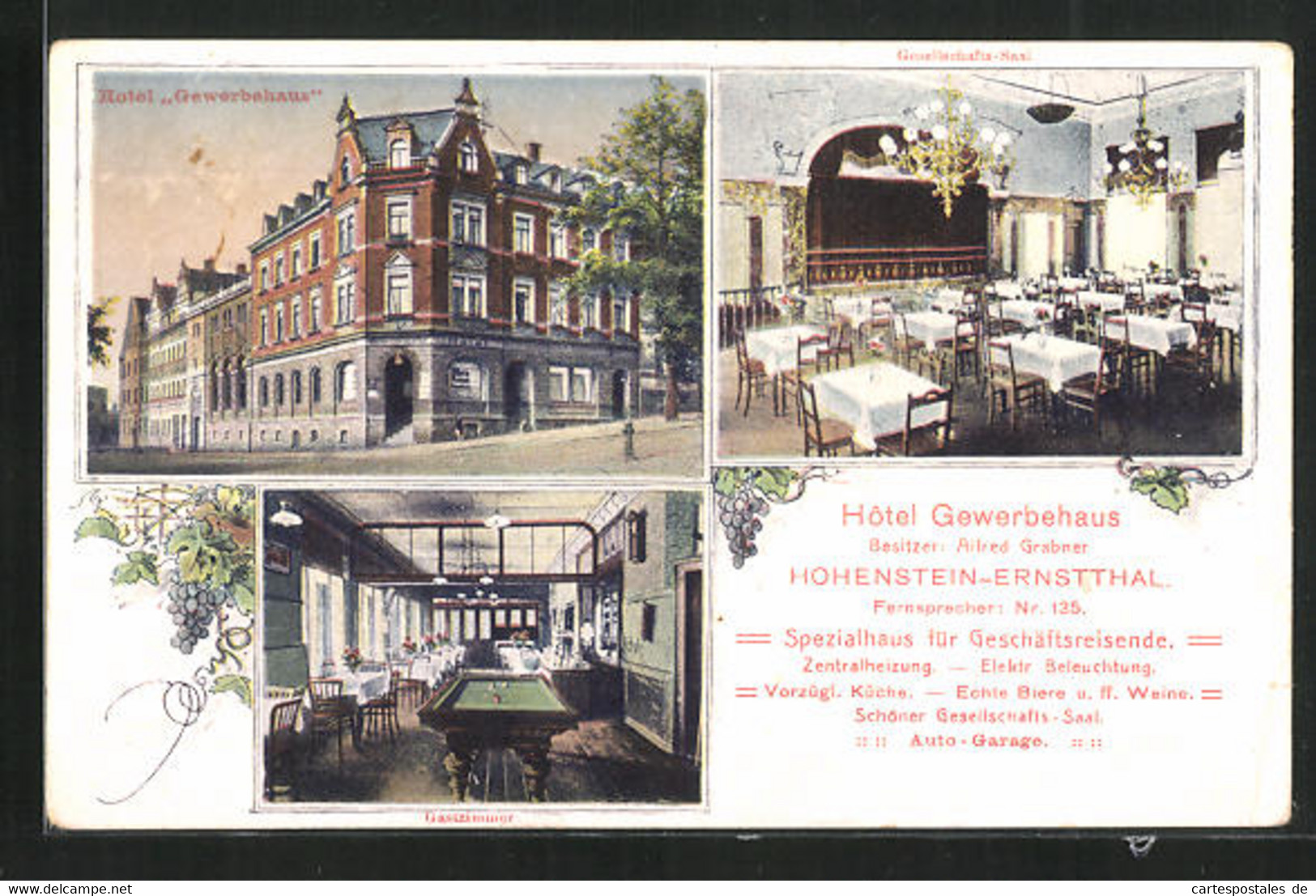 AK Hohenstein-Ernstthal, Hotel Gewerbehaus, Innen- Und Aussenansicht - Hohenstein-Ernstthal