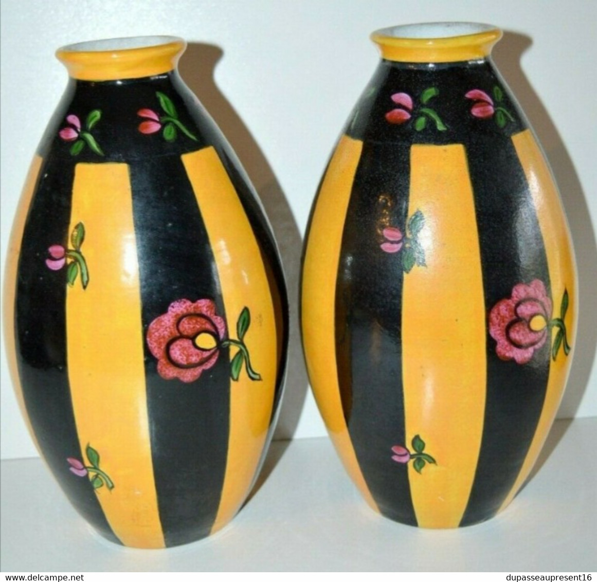 BELLE PAIRE De GRANDS VASES ART DECO CERAMIQUE LA CHARENTAISE NO RENOLEAU 1930 COLLECTION DECO VITRINE - Angoulême/Le Renoleau (FRA)