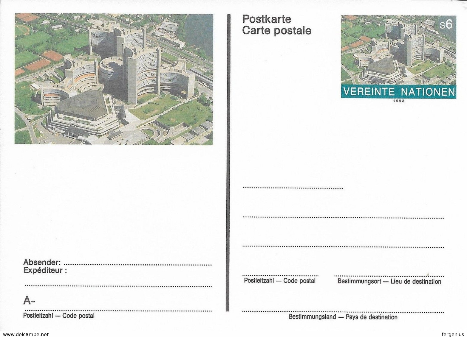 1993- Carte Postale - UX-7 - Cartas & Documentos