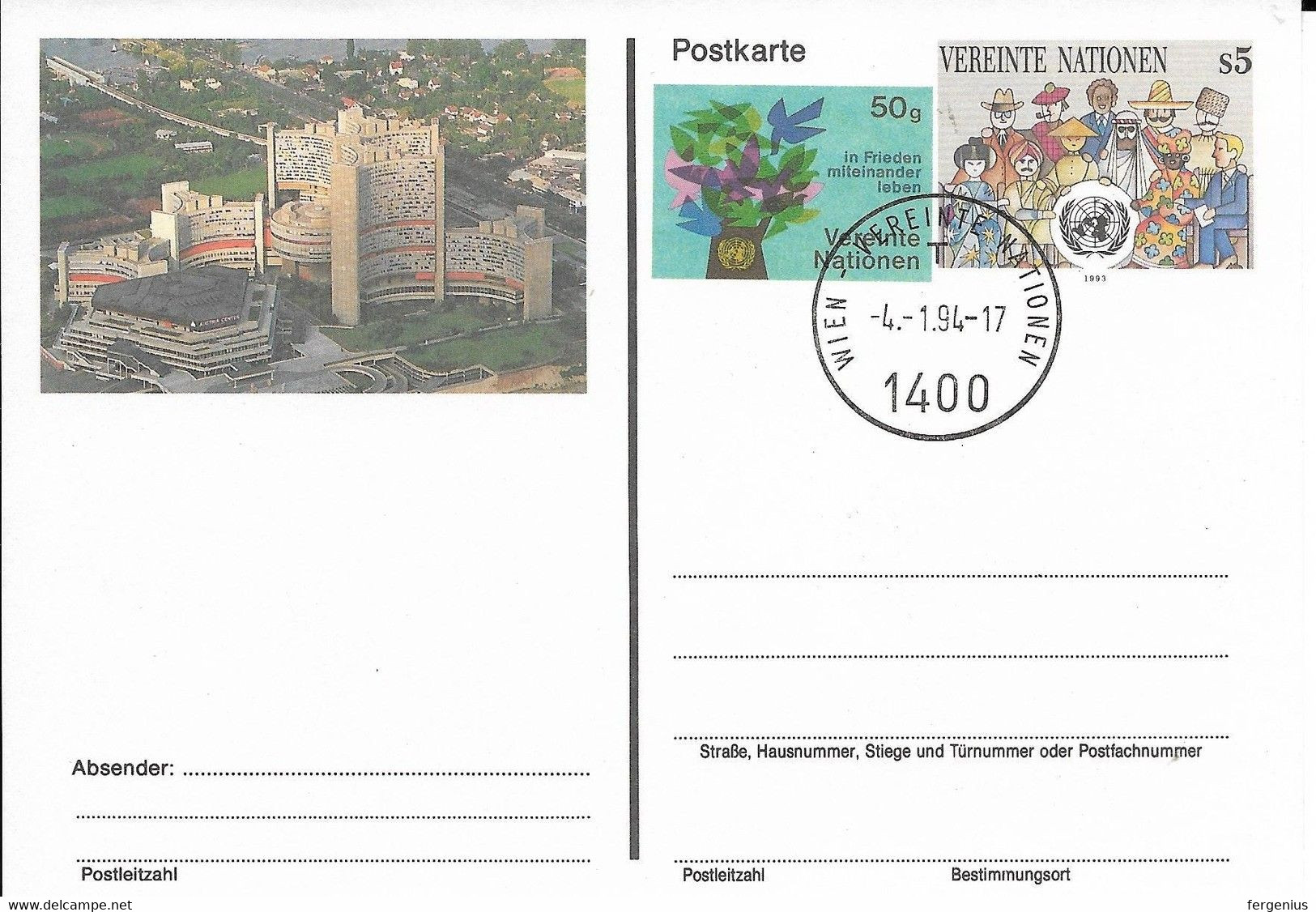 1994- Carte Postale - UX-8 - Briefe U. Dokumente