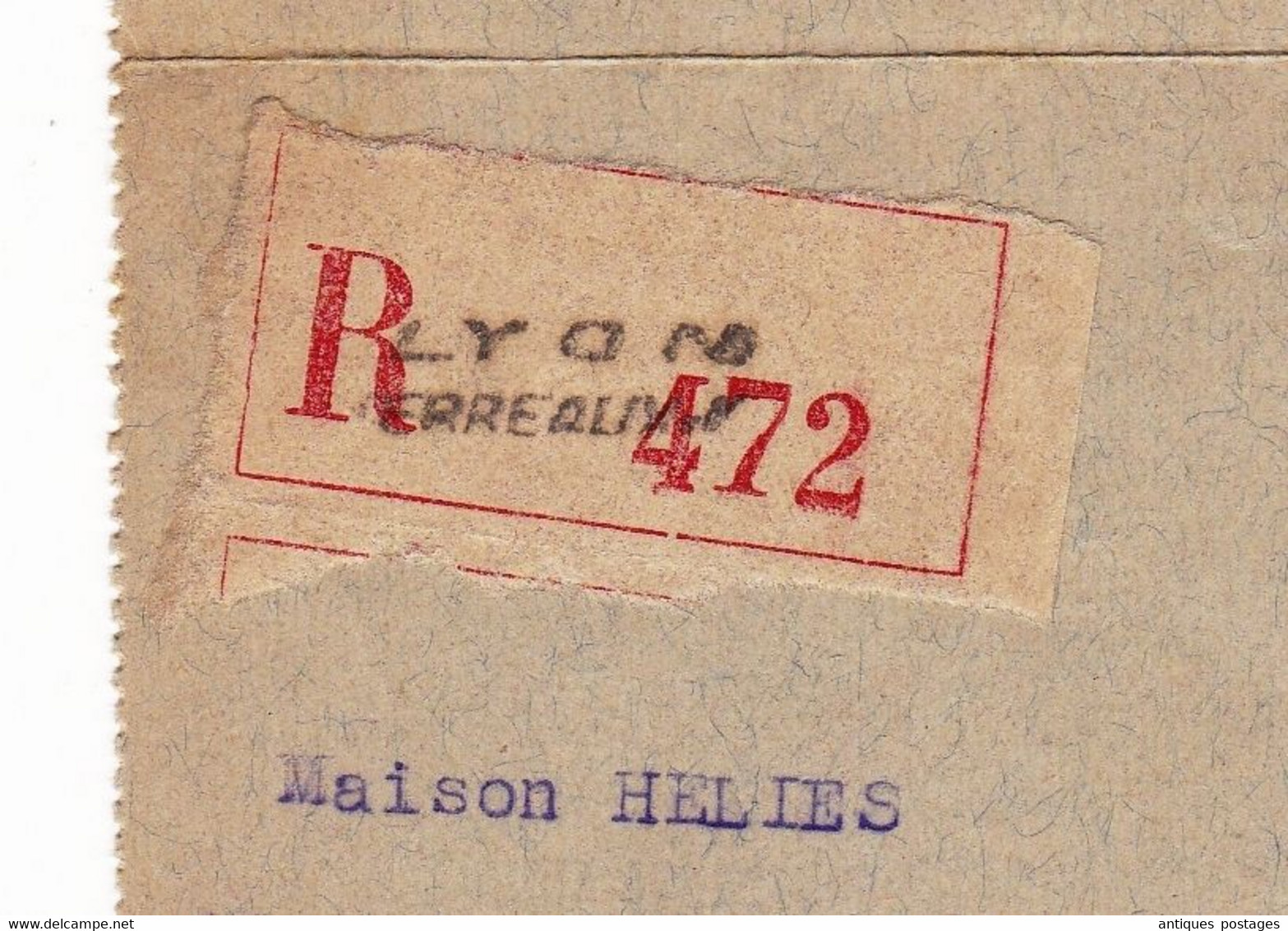 Lettre Recommandée 1944 Lyon Terraux Rhône Pétain 4f50 Émile Goyard Huissier Maison Helies