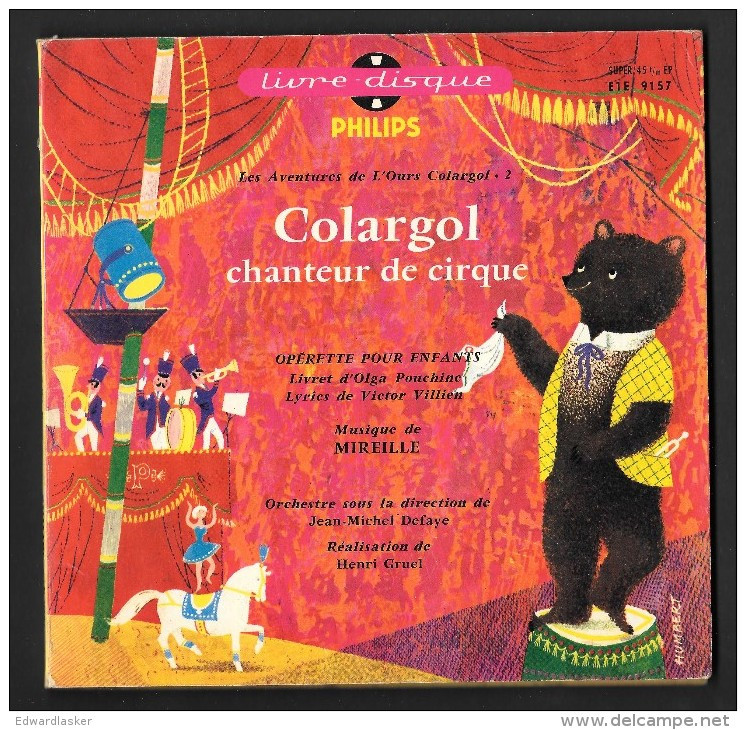 EP COLARGOL Chanteur De Cirque - Livre Disque Illustré - Musique De MIREILLE - Philips E1E 9157 - Kinderen