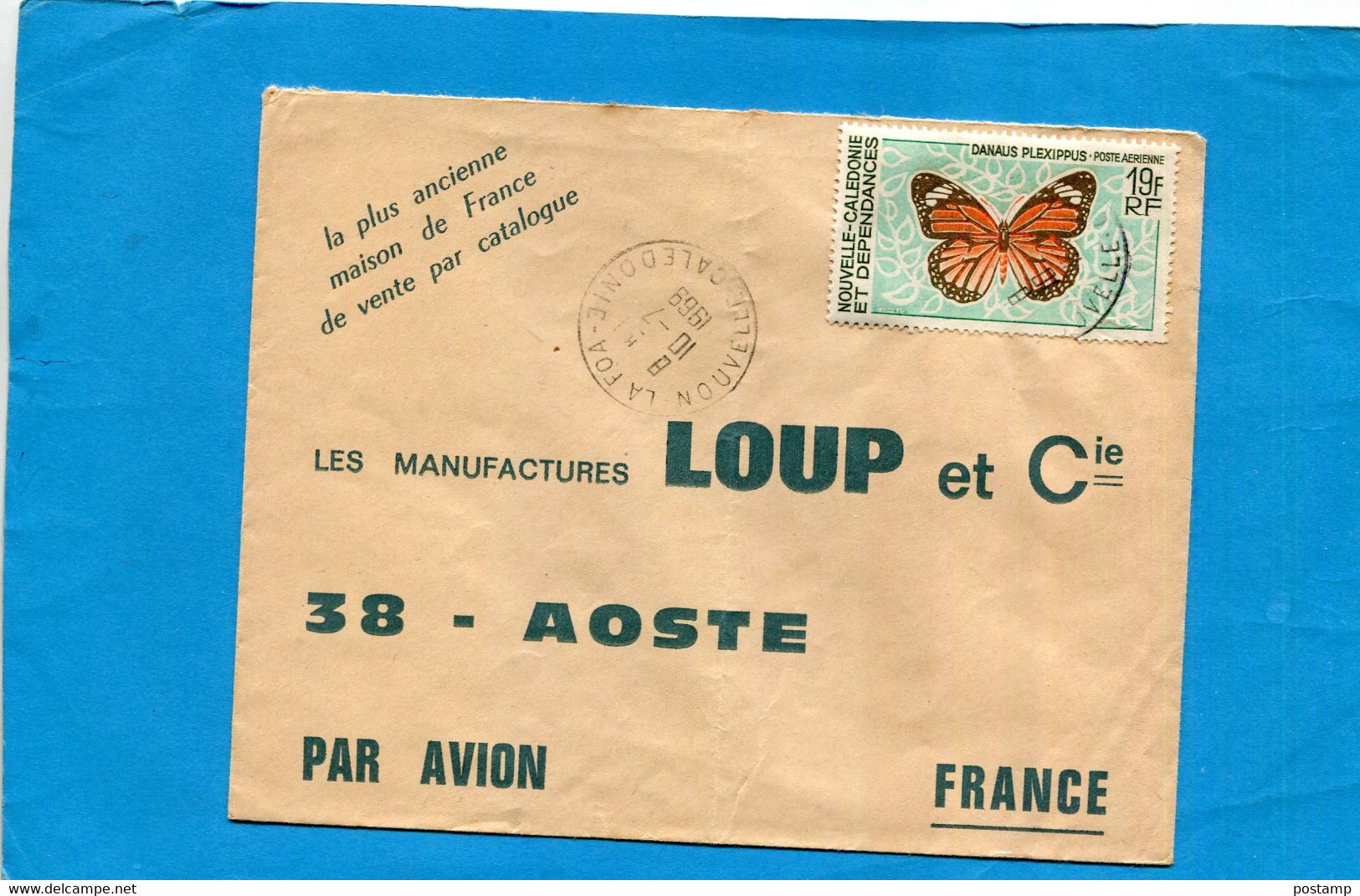 Marcophilie-Nouvelle Calédonie-Lettre>Françe-cad La Foa1969-stampsN° A92 Butterfly-papillon Danaus - Lettres & Documents