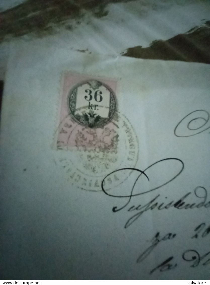 MARCA DA BOLLO 36 SOLDI 1865 SU DOCUMENTO - Steuermarken