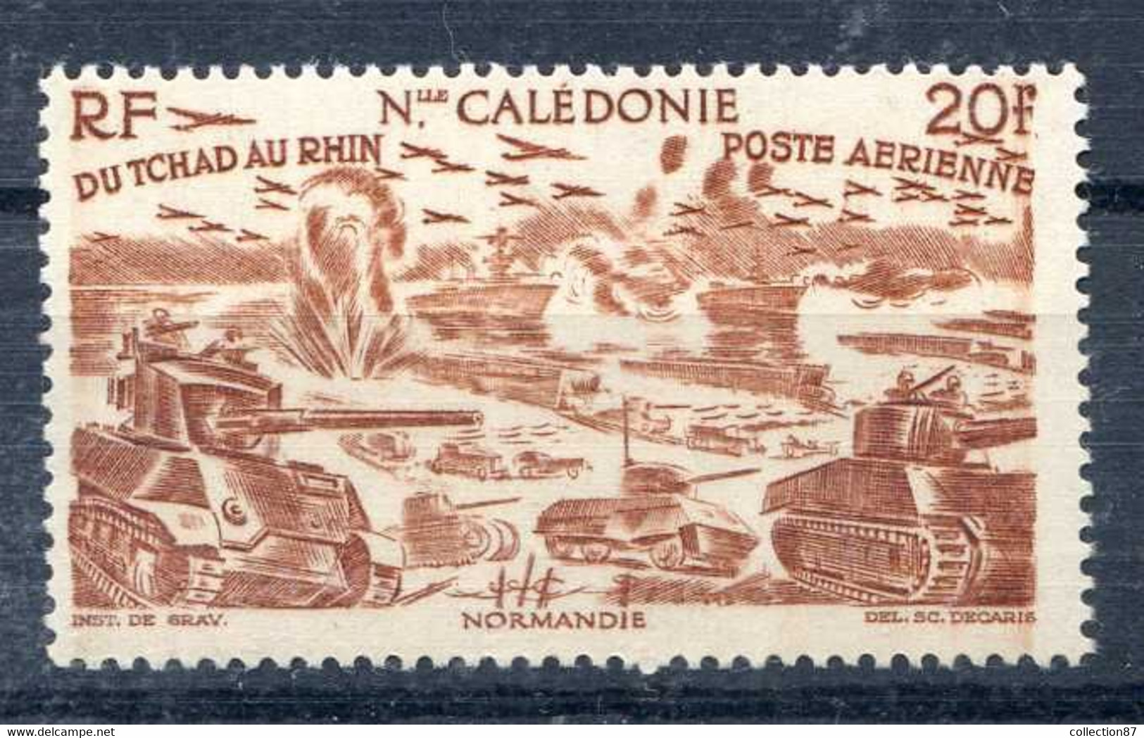 NOUVELLE CALEDONIE - PA 58 ** LUXE < TCHAD Au RHIN 1946 - CHAR  TANK - 1946 Tchad Au Rhin