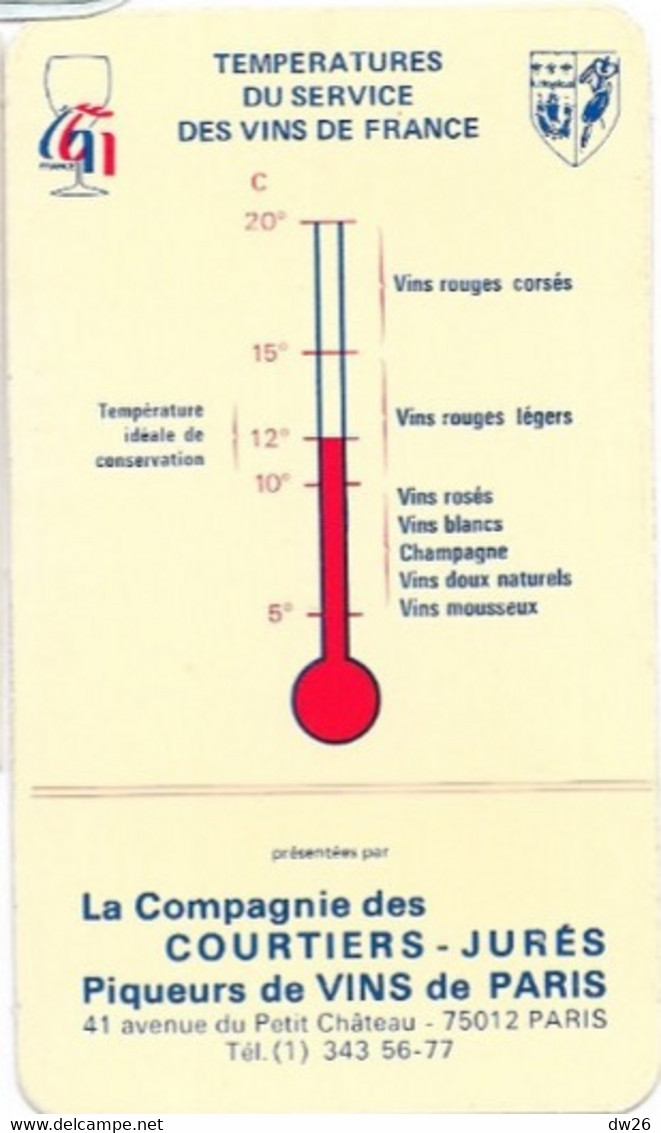 Carte Températures Du Service Des Vins De France + Millésimes 1928 à 1983 - Courtiers-Jurés Piqueurs De Vins - Andere & Zonder Classificatie