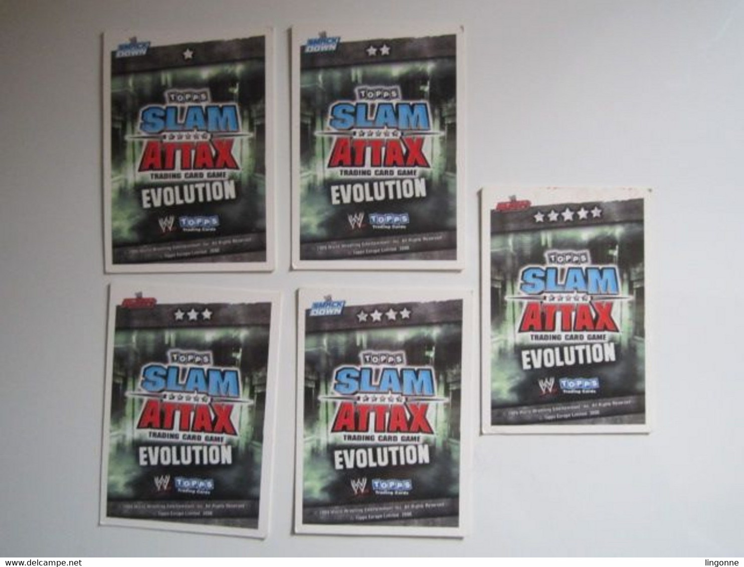 Lot 5 Cartes De Catch TOPPS SLAM ATTAX EVOLUTION Trading Card Game - Trading Cards