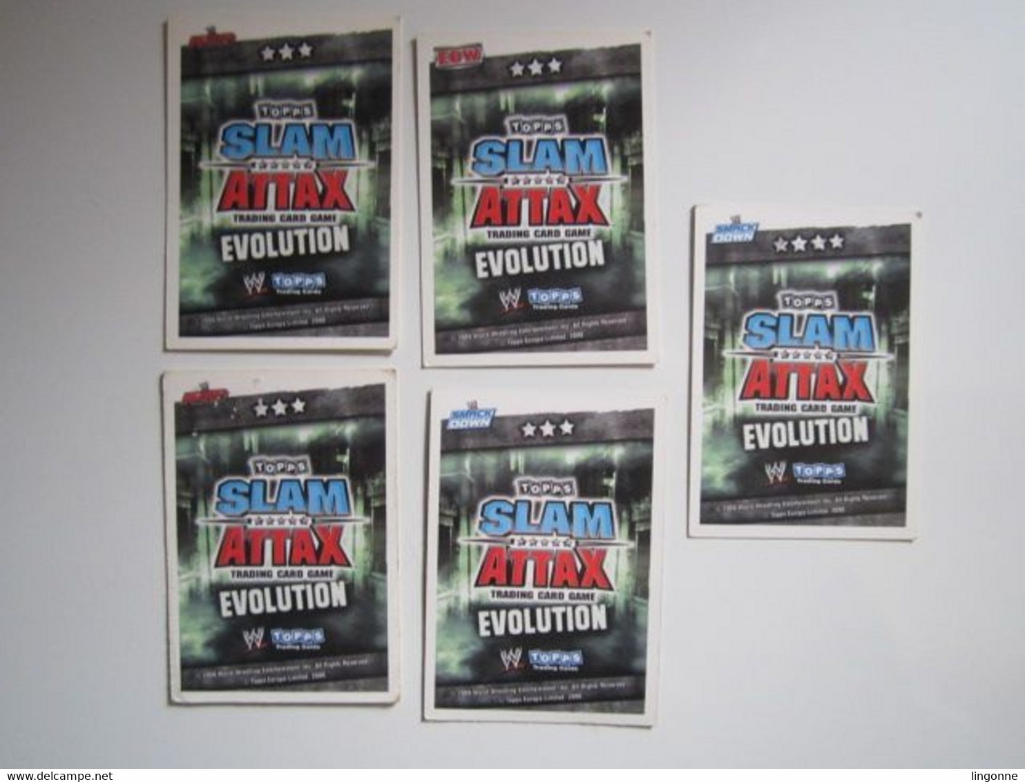 Lot 5 Cartes De Catch TOPPS SLAM ATTAX EVOLUTION Trading Card Game - Trading Cards