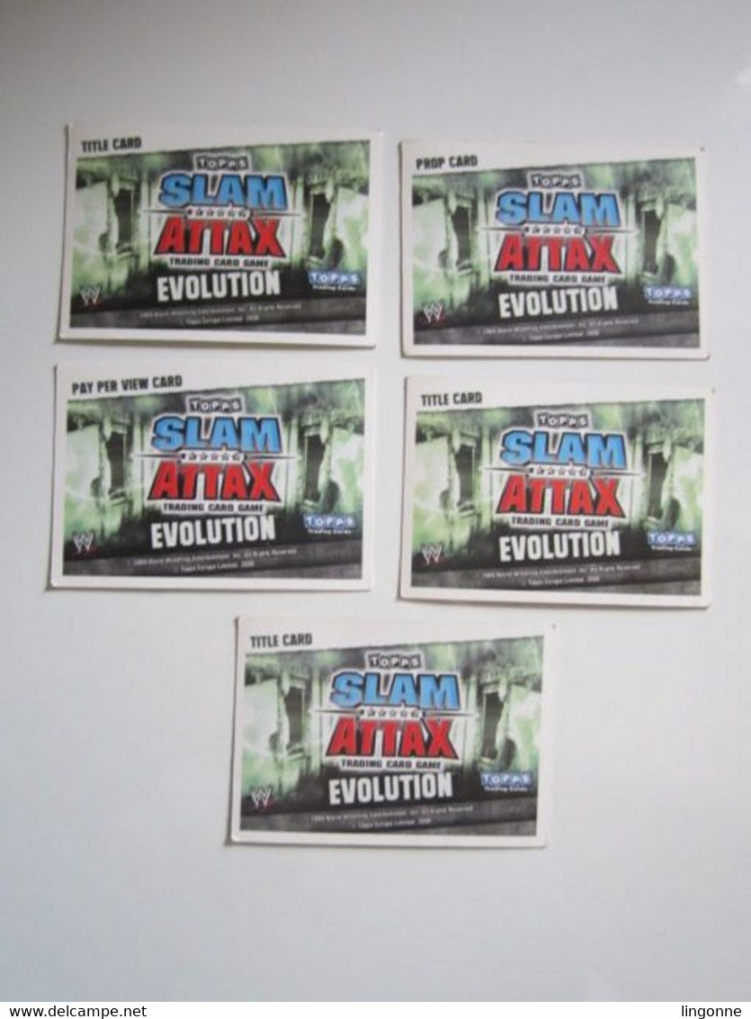 Lot 5 Cartes De Catch TOPPS SLAM ATTAX EVOLUTION Trading Card Game PAY PER VIEW CARD TITLE CARD PROP CARD - Trading Cards