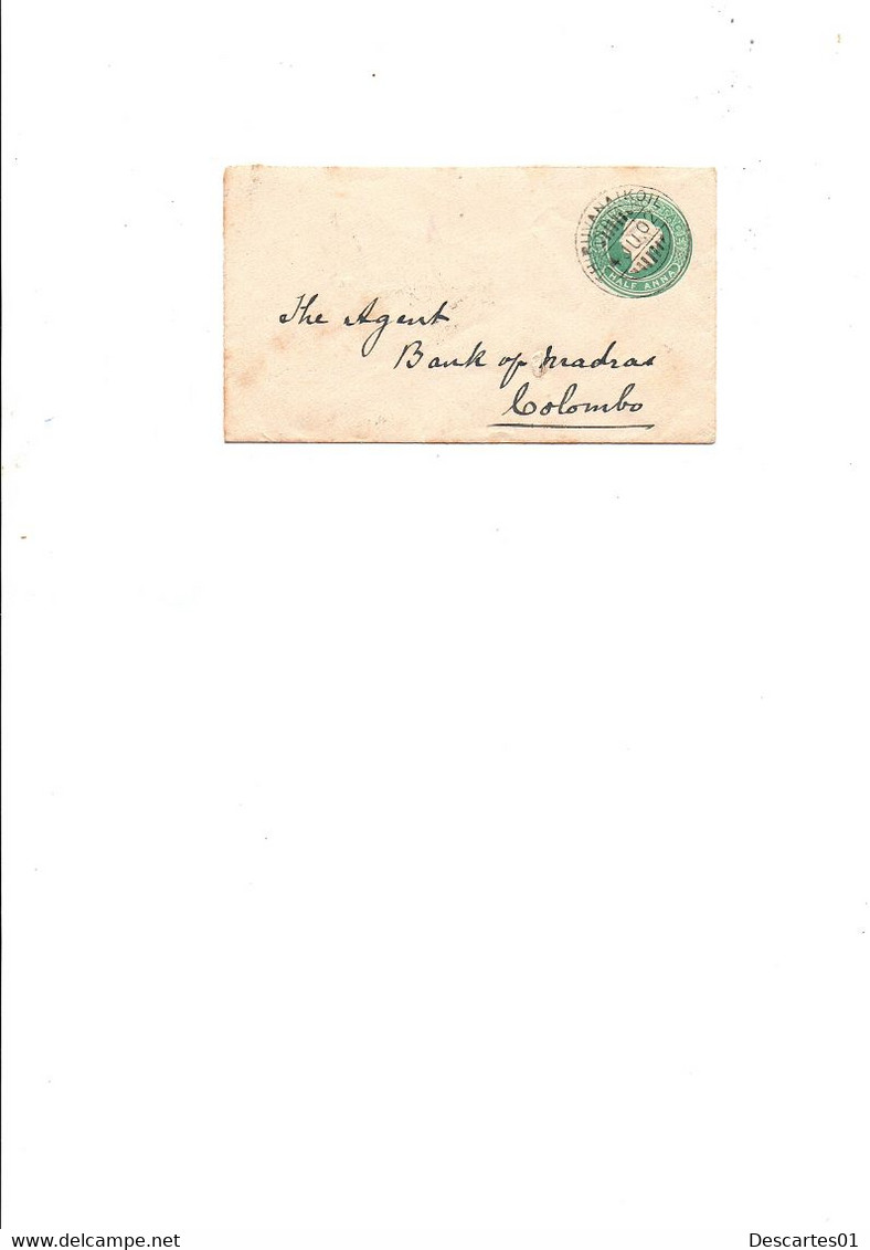 ENVELOPPE INDIA POSTAGE HALF ANNA CIRCULEE 1902 - Other & Unclassified