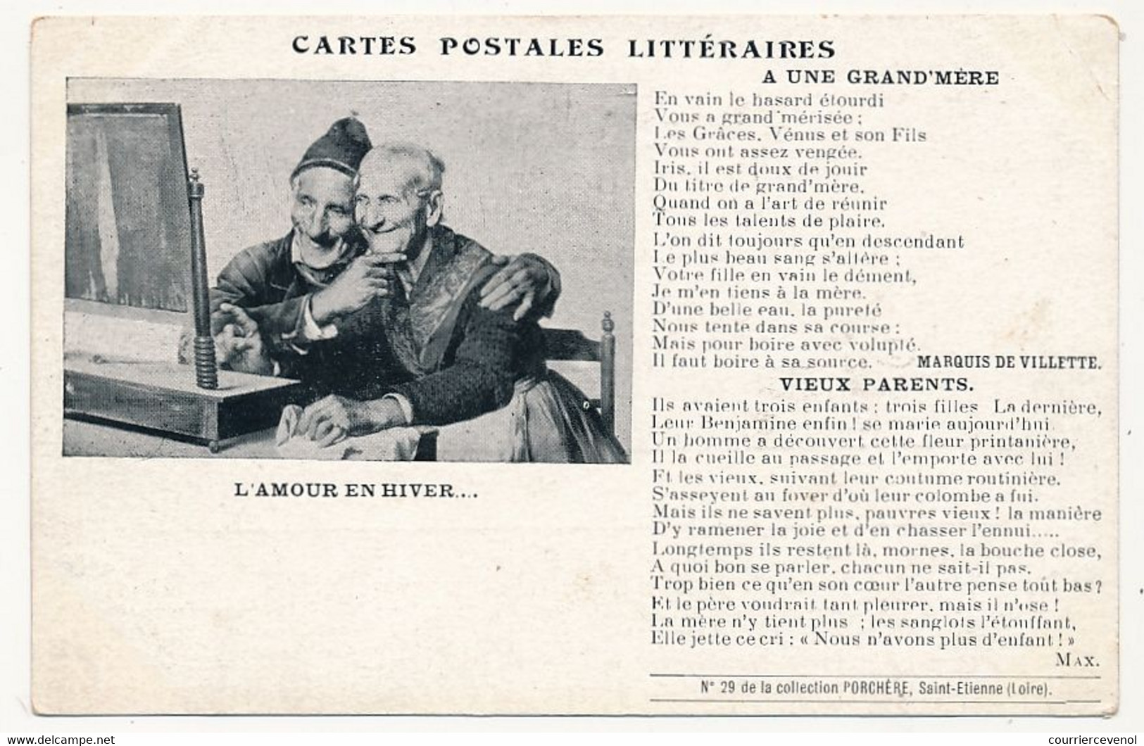 CPA - Cartes Postales Littéraires... A Une Grand Mère... Vieux Parents (L'Amour En Hiver) - Philosophy