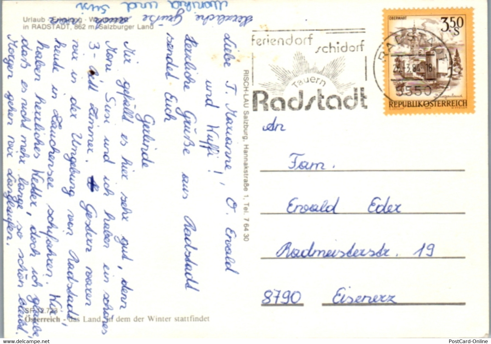 12781 - Salzburg - Radstadt , Wintersport , Mehrbildkarte - Gelaufen 1984 - Radstadt