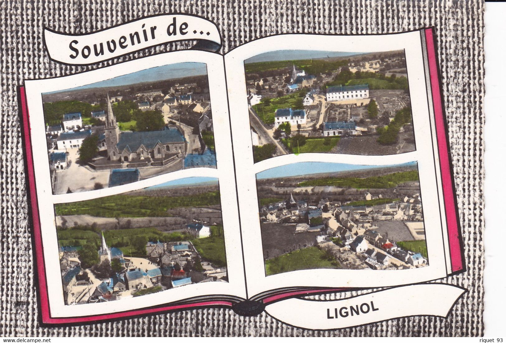 Lot 3 Cp - EN AVION AU DESSUS DE... LIGNOL - Souvenir De Lignol - L'Eglise St-Pierre - Vue Générale - Sonstige & Ohne Zuordnung