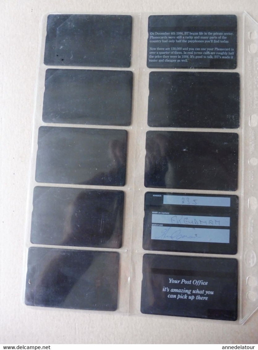 10 télécartes (cartes téléphoniques) PHONECARD  British TELECOM, For use in HM PRISON only , etc ,  origine Royaume-Uni