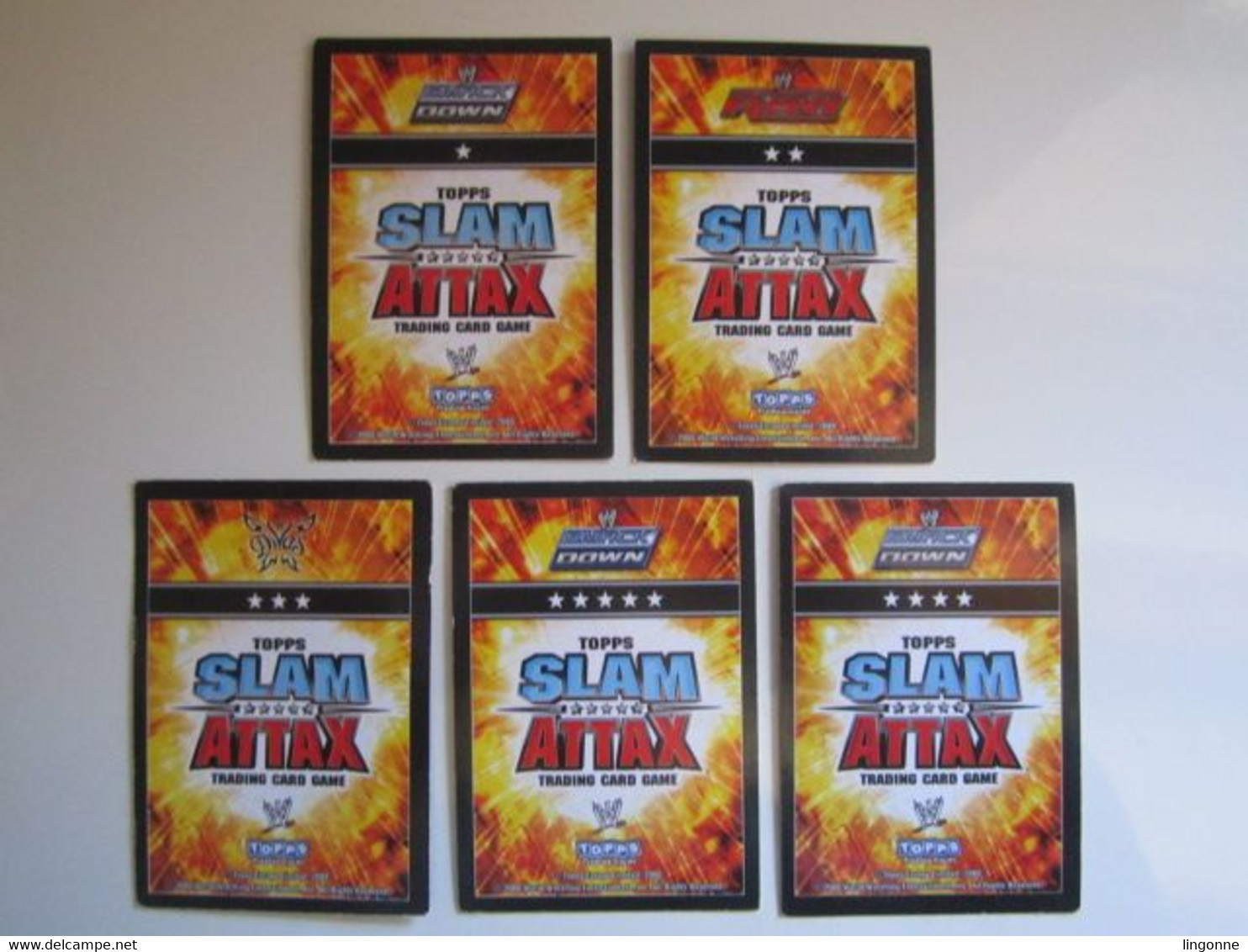 Lot 5 Cartes De Catch TOPPS SLAM ATTAX Trading Card Game - Tarjetas