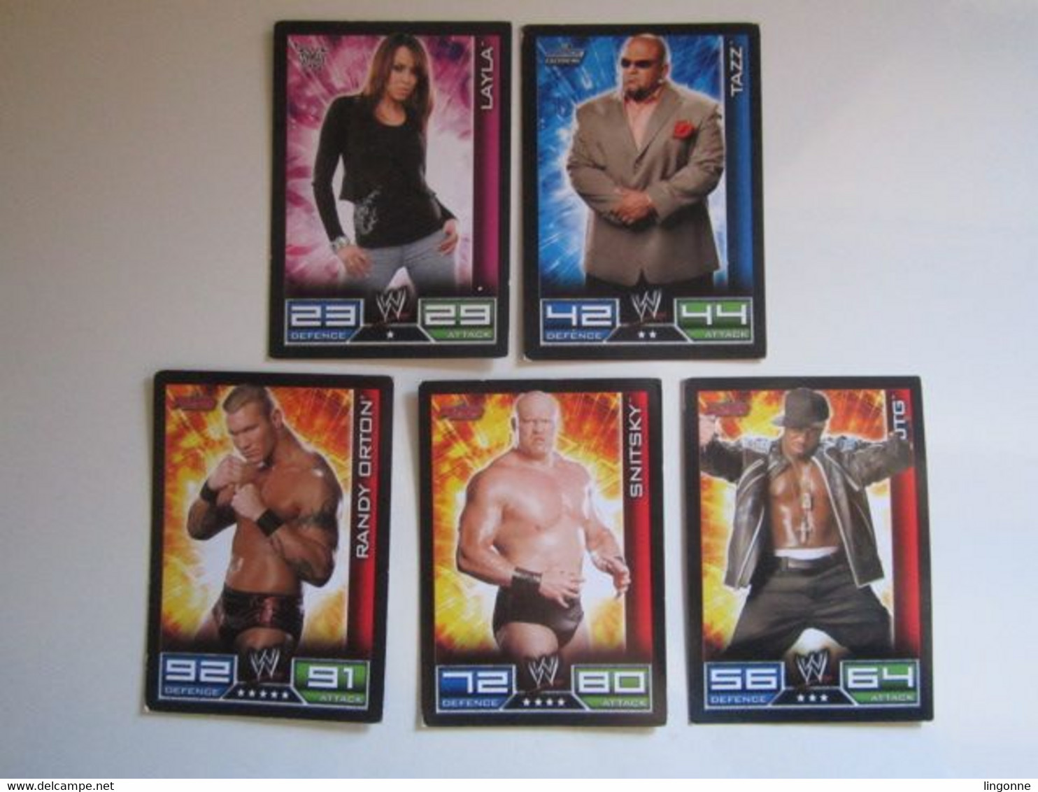 Lot 5 Cartes De Catch TOPPS SLAM ATTAX Trading Card Game - Tarjetas