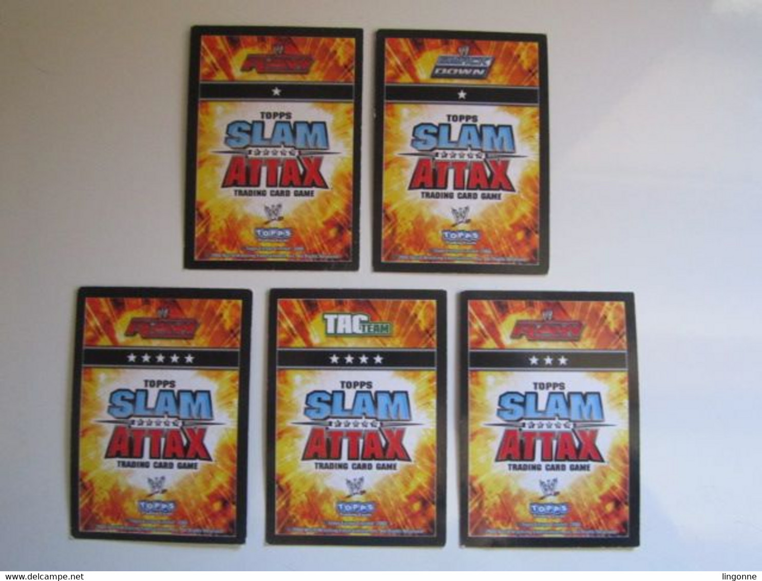 Lot 5 Cartes De Catch TOPPS SLAM ATTAX Trading Card Game - Tarjetas