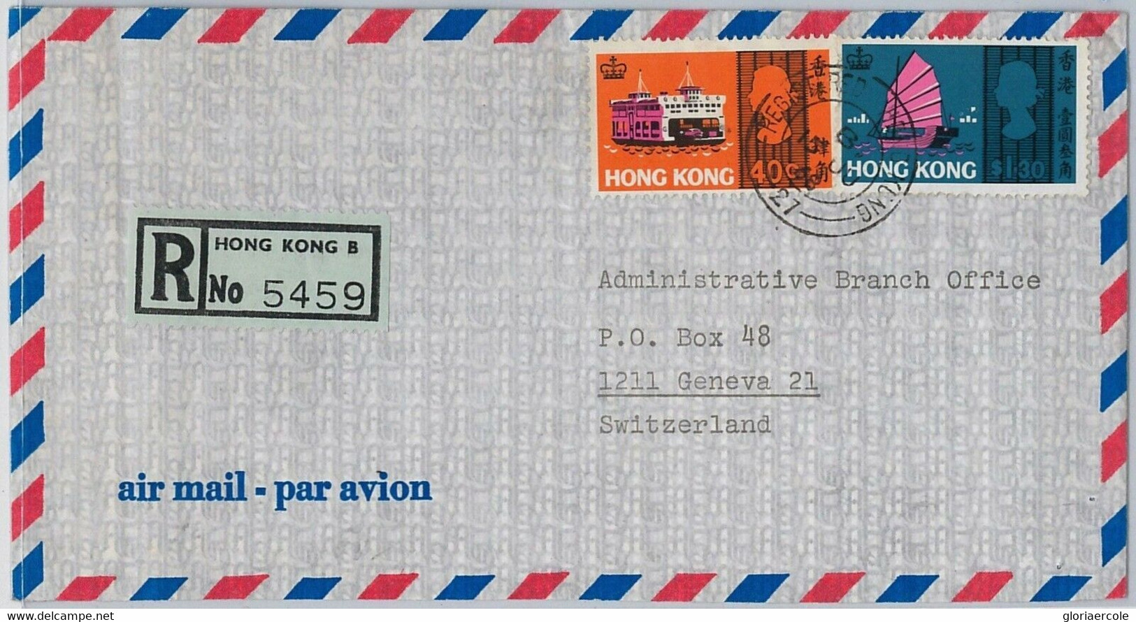 39733 HONG KONG -  POSTAL HISTORY - Registered Airmail COVER To SWITZERLAND 1968 - Covers & Documents