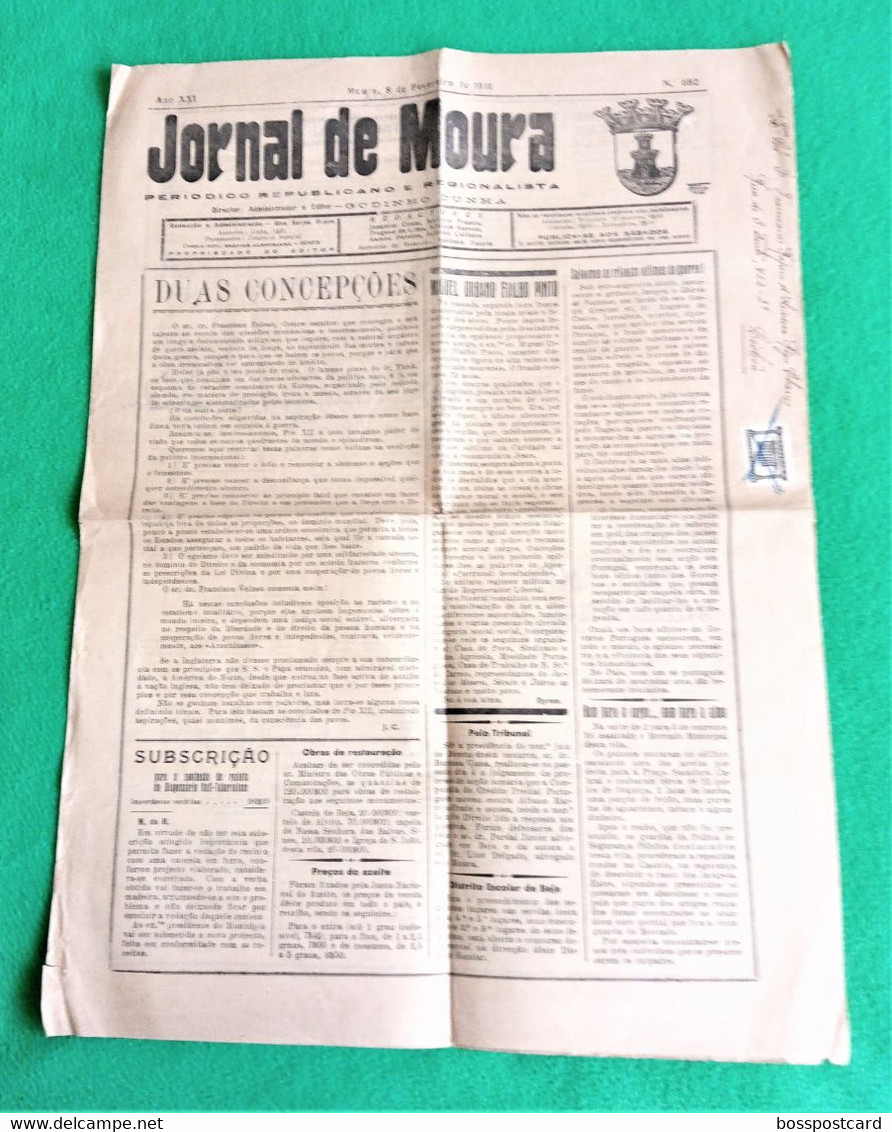 Moura - Jornal De Moura Nº 682, 8 De Fevereiro De 1911 - Imprensa. Beja. Portugal. - Informations Générales