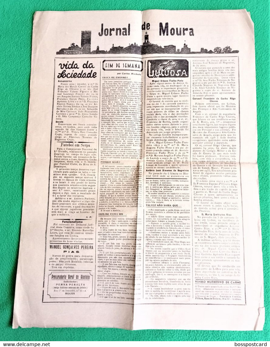 Moura - Jornal De Moura Nº 682, 8 De Fevereiro De 1911 - Imprensa. Beja. Portugal. - Informations Générales