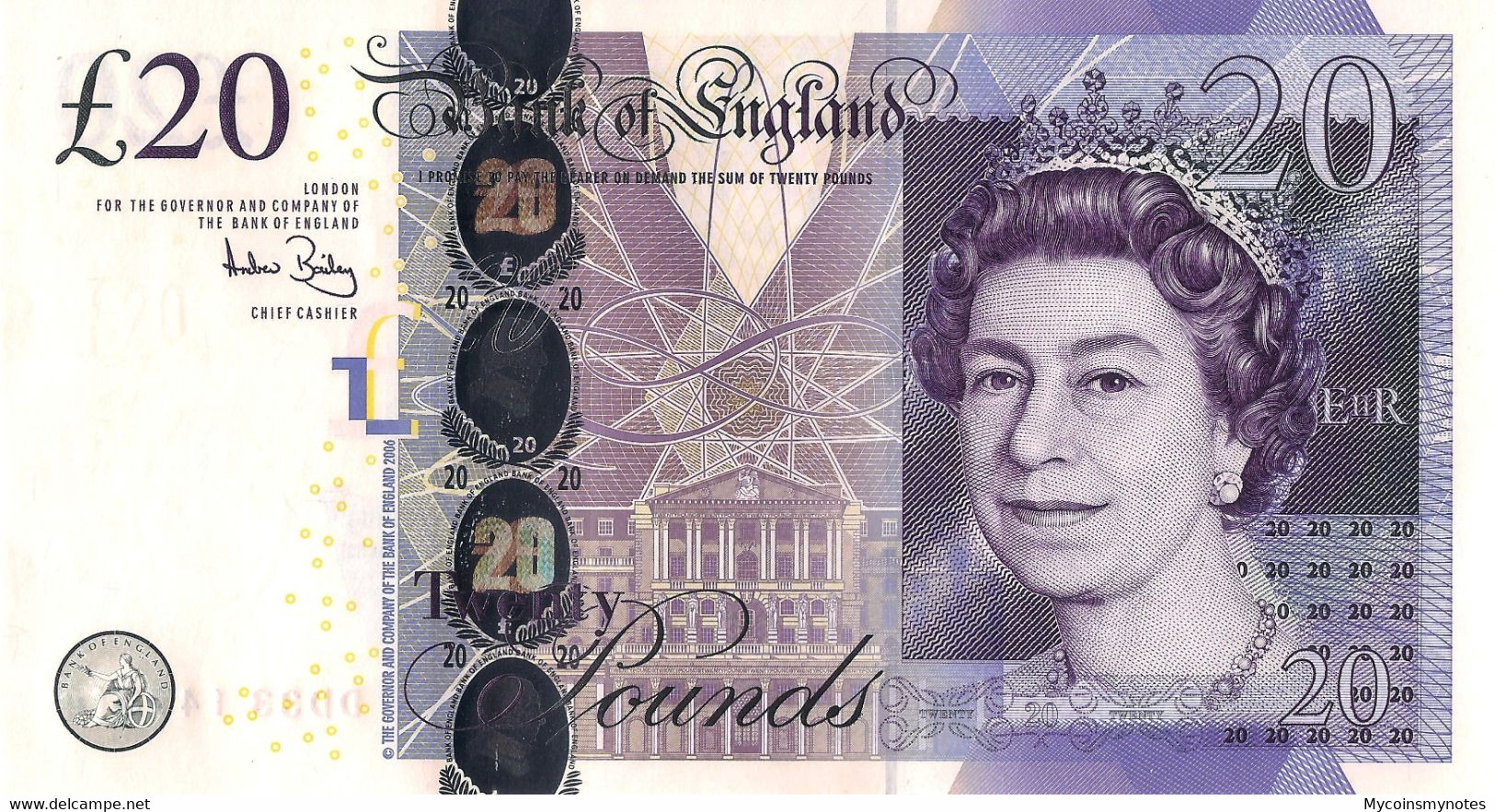 ENGLAND, 20 POUNDS, 2006 P392a, Paper, Q. Elizabeth II, UNC - 20 Pounds